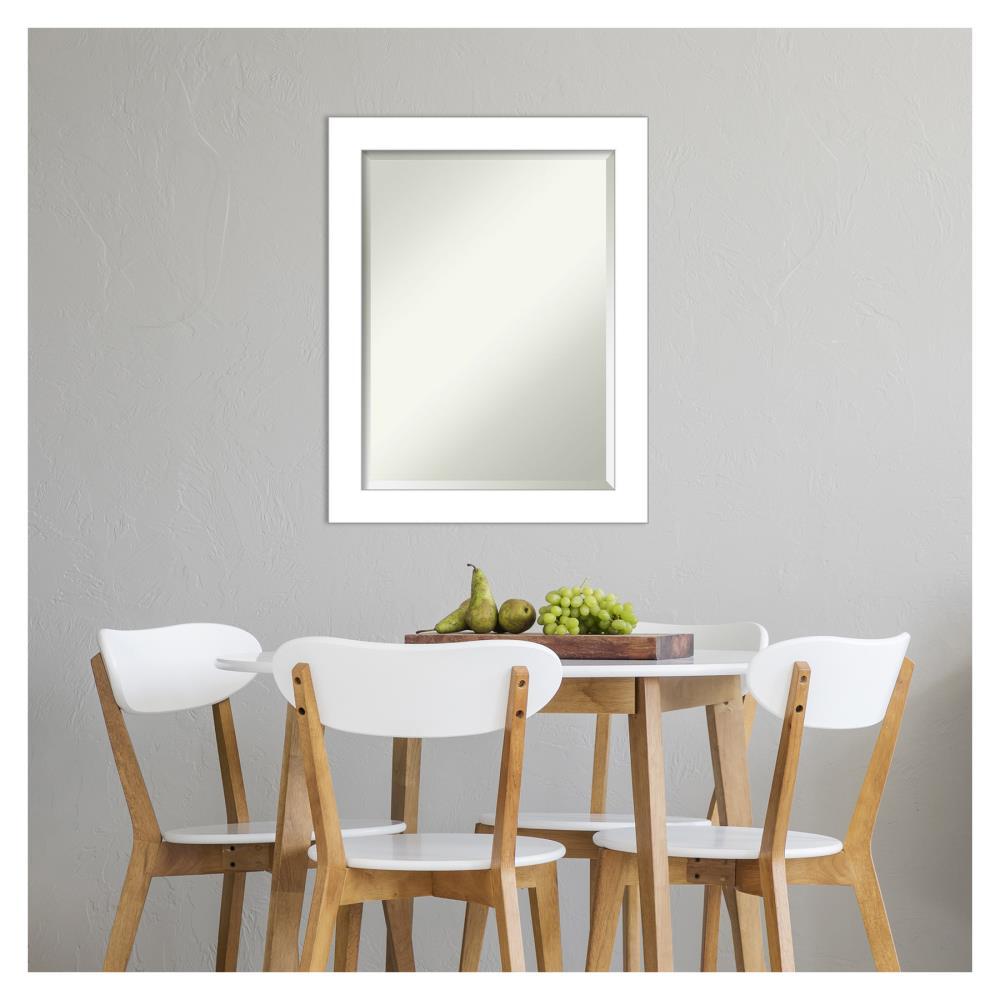 22" x 28" Wedge Framed Bathroom Vanity Wall Mirror White - Amanti Art: Modern, Satin Finish, No Assembly Required