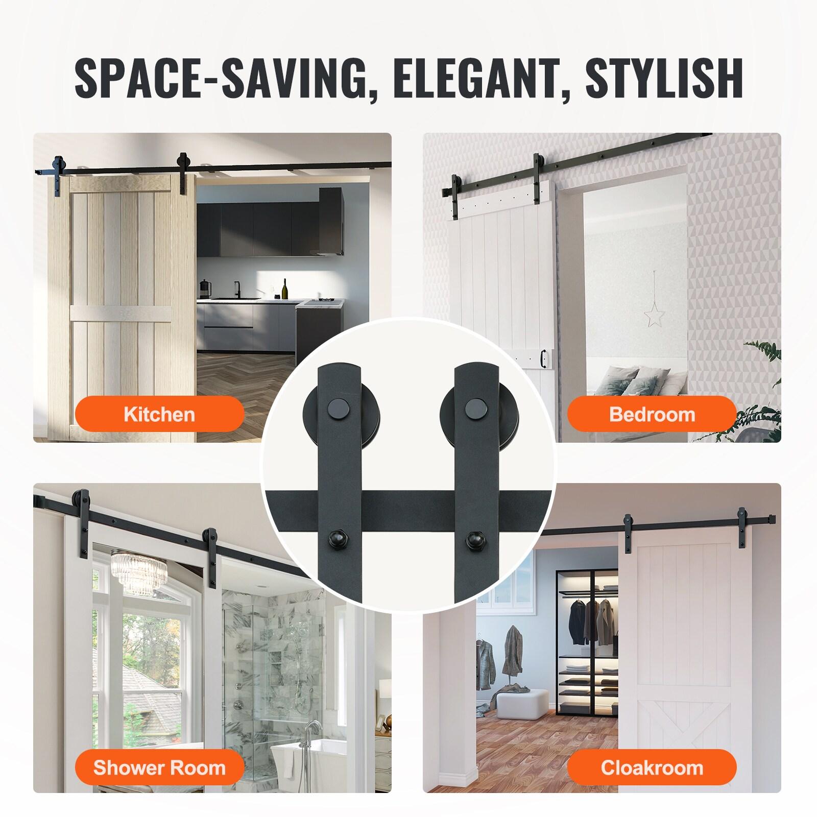 Black Steel Single Door Barn Door Hardware Kit Standard Single