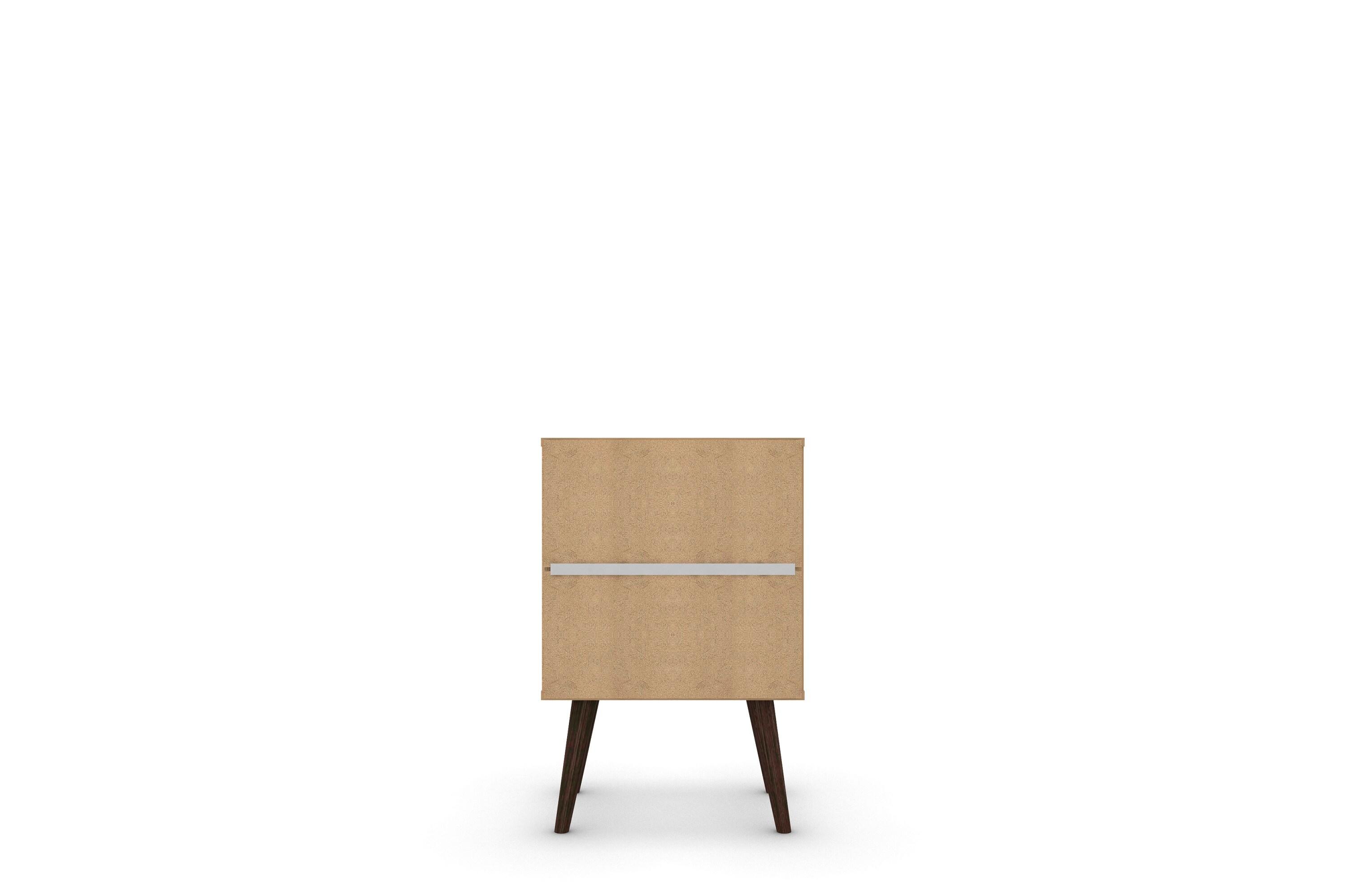 Liberty 1.0 Mid Century Modern Nightstand White - Manhattan Comfort: Bedside Table with Storage & Shelving