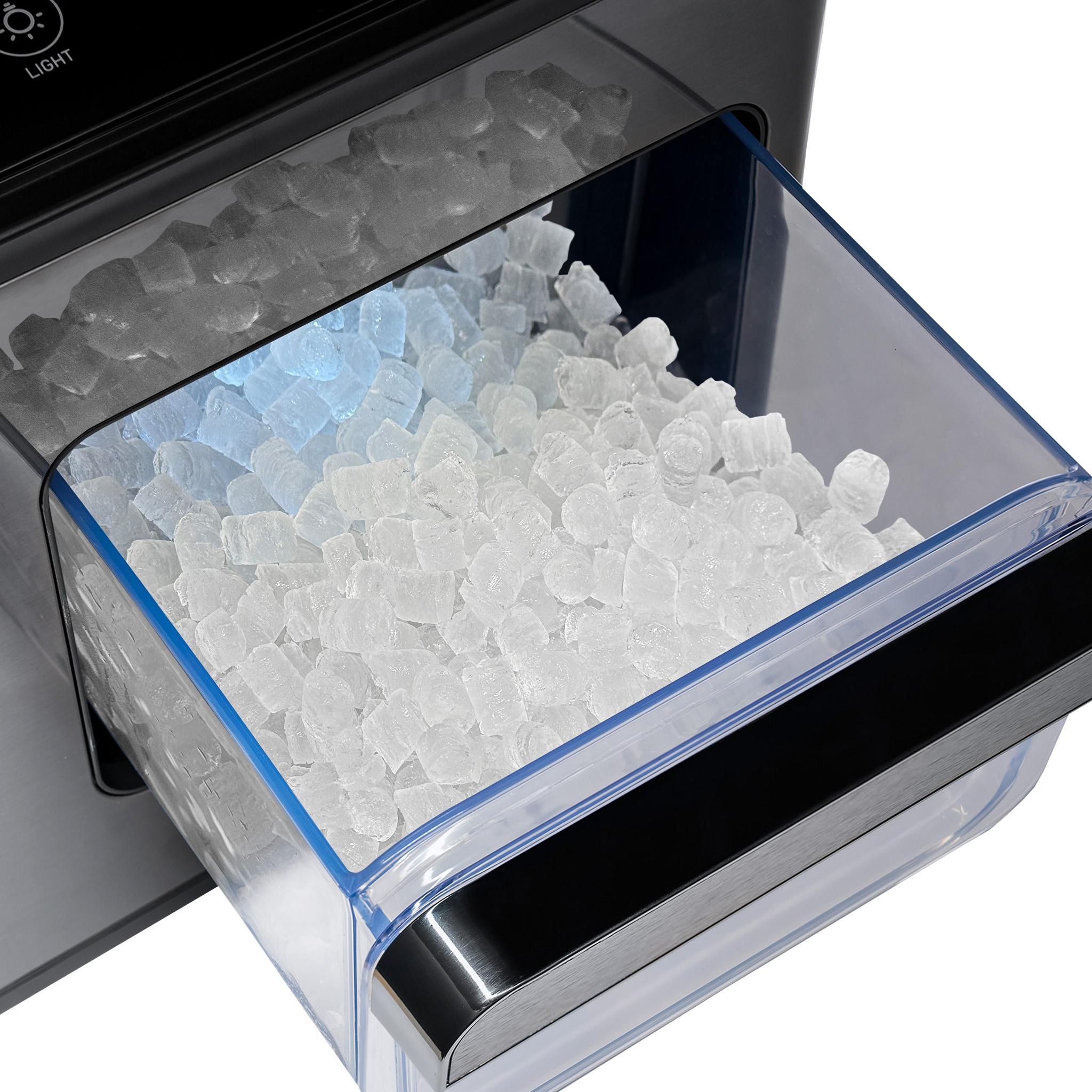 Luma Nugget Countertop Ice Maker, 44 lbs in 24 hours, Black Stainless Steel Ice Machine