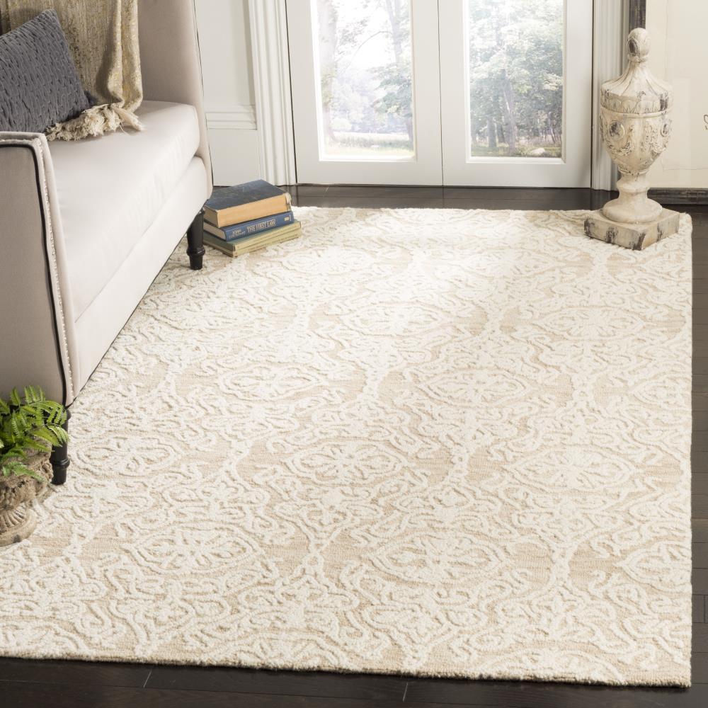 Blossom BLM112 Hand Tufted Indoor Area Rug - Beige/Ivory - 6'x6' - Safavieh