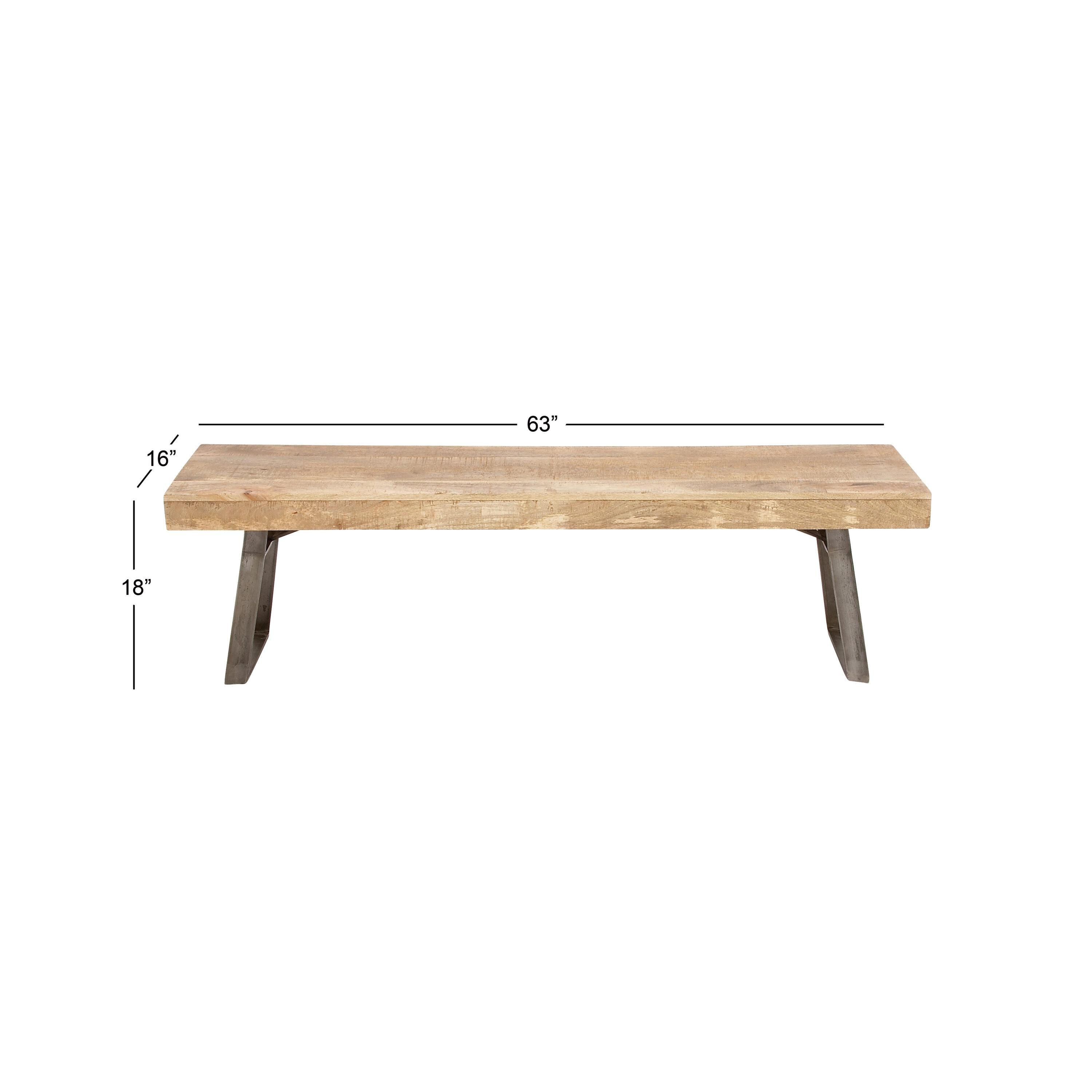 Natural Solid Wood Bench Light Brown - Olivia & May: Rustic Entryway, 3-Person Seating