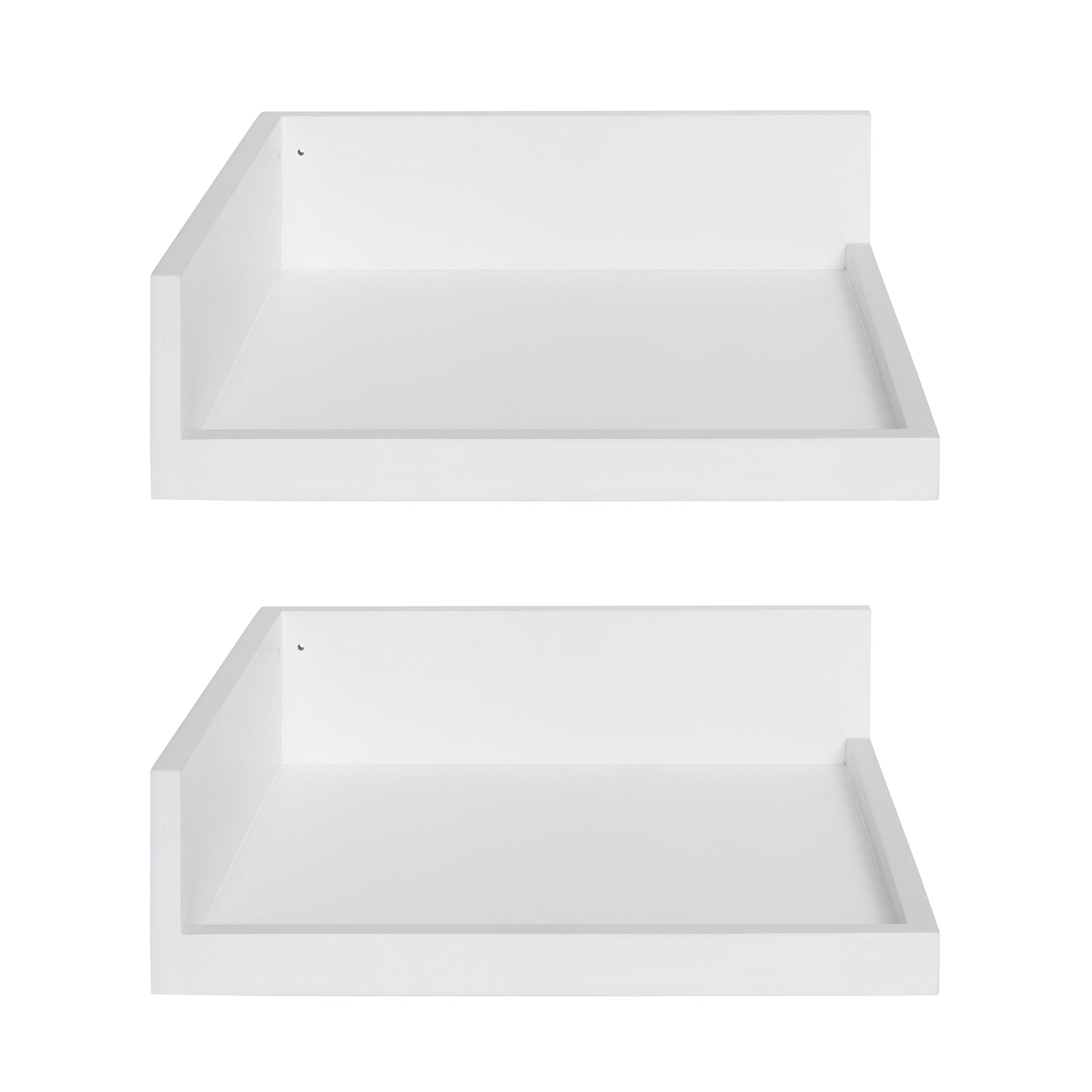 Kate & Laurel All Things Decor 4.5" x 2.2" 2pk Levie Floating Corner Wooden Wall Shelf Set White - Modern Ledge, No Assembly Required