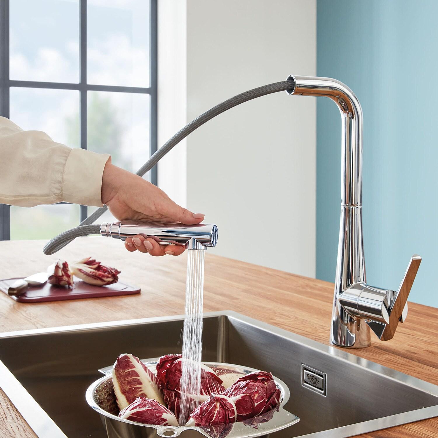 Zedra Pull Out Single Handle Kitchen Faucet With Accessories