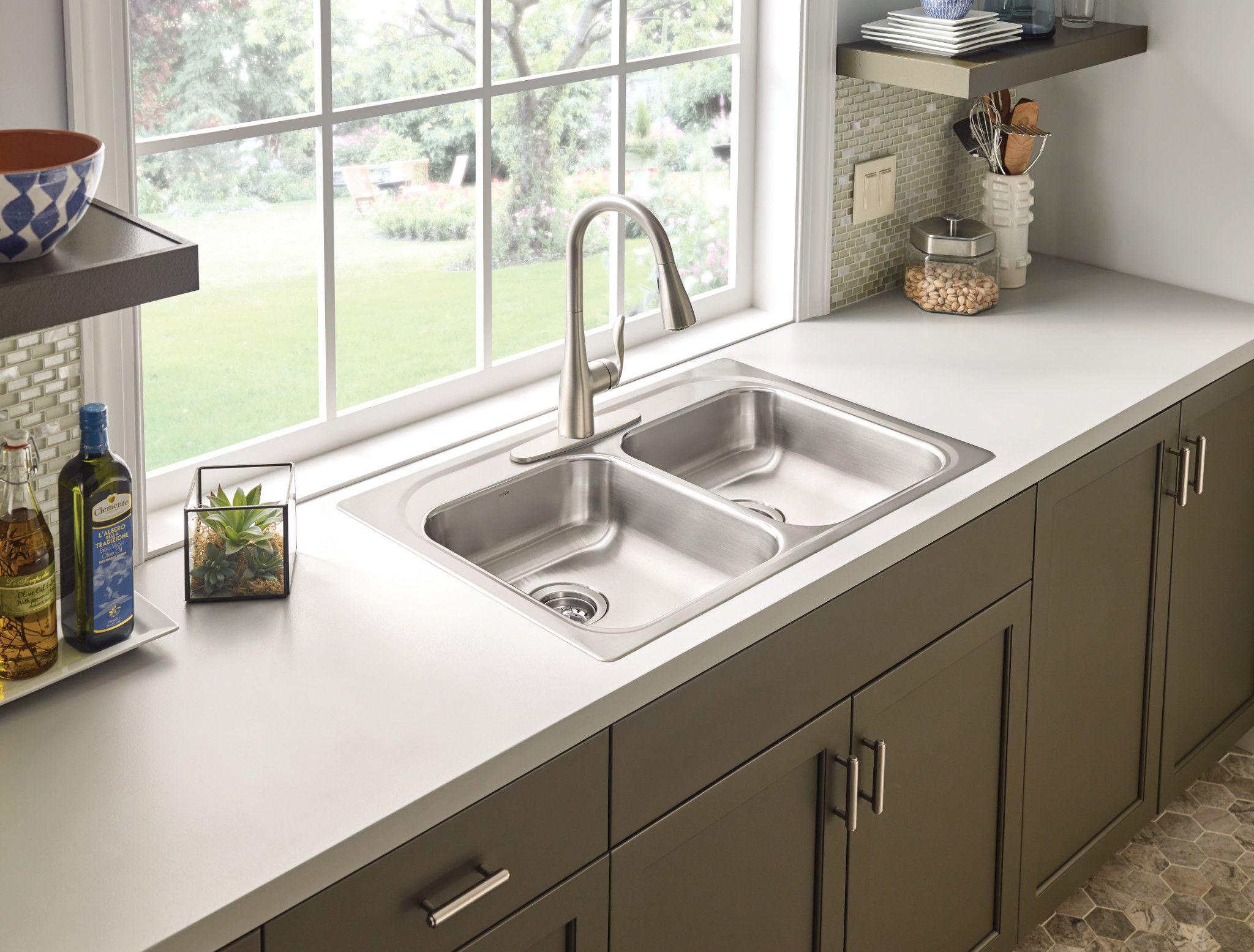 Moen Arbor One Handle Pulldown Kitchen Faucet Featuring Power Boost and Reflex