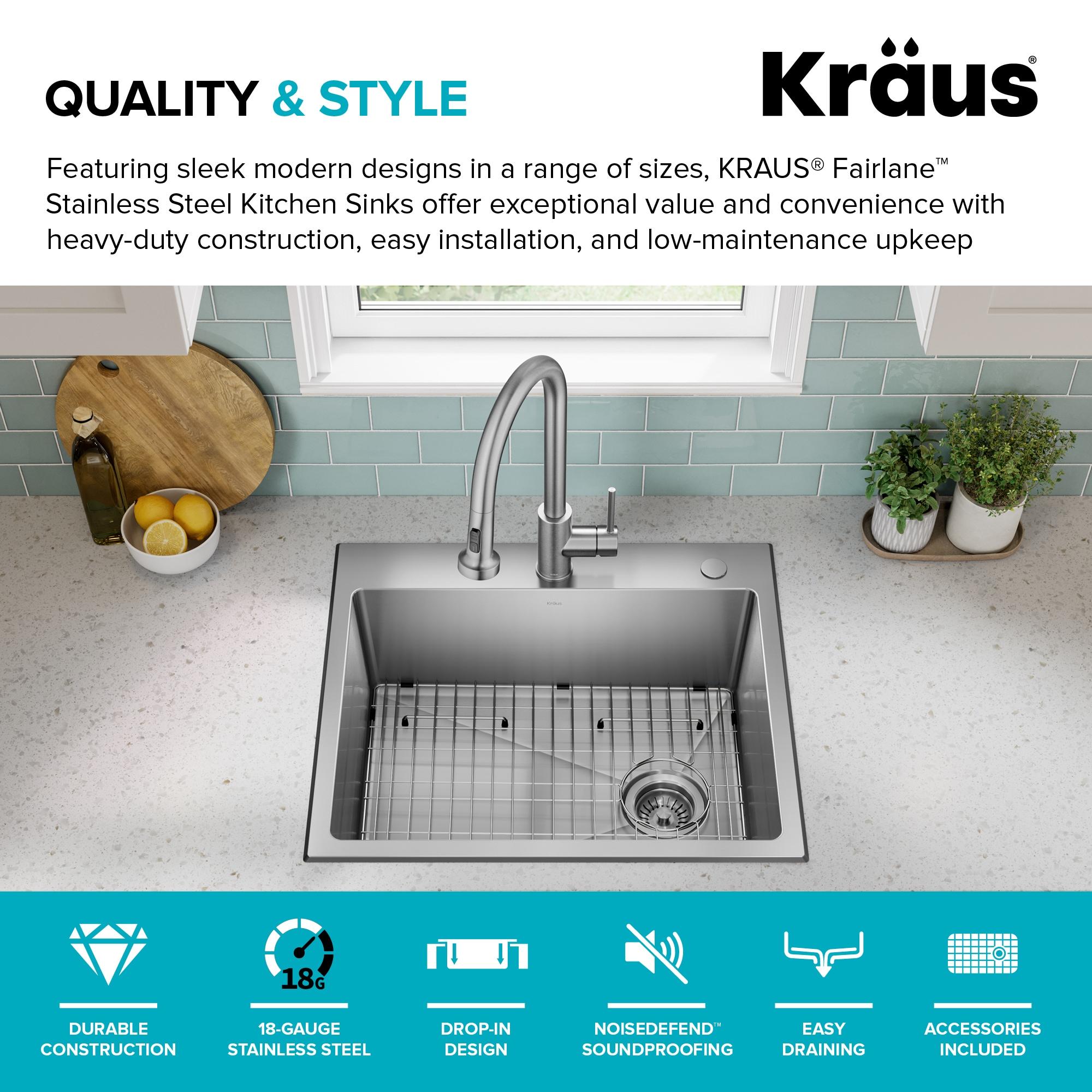 KRAUS Fairlane Undermount 18-Gauge Stainless Steel Kitchen Sink