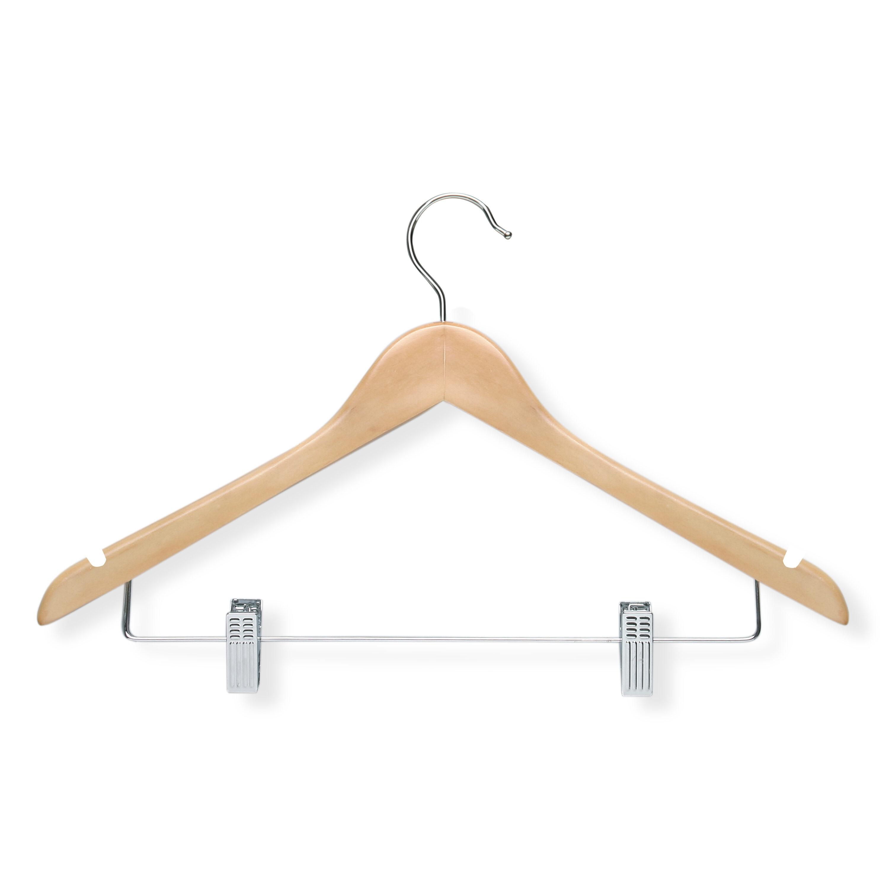 Honey-Can-Do 12pk Maple Wood Suit Hangers: Adjustable Beige Clothes Hangers for Suits, Multipurpose Storage