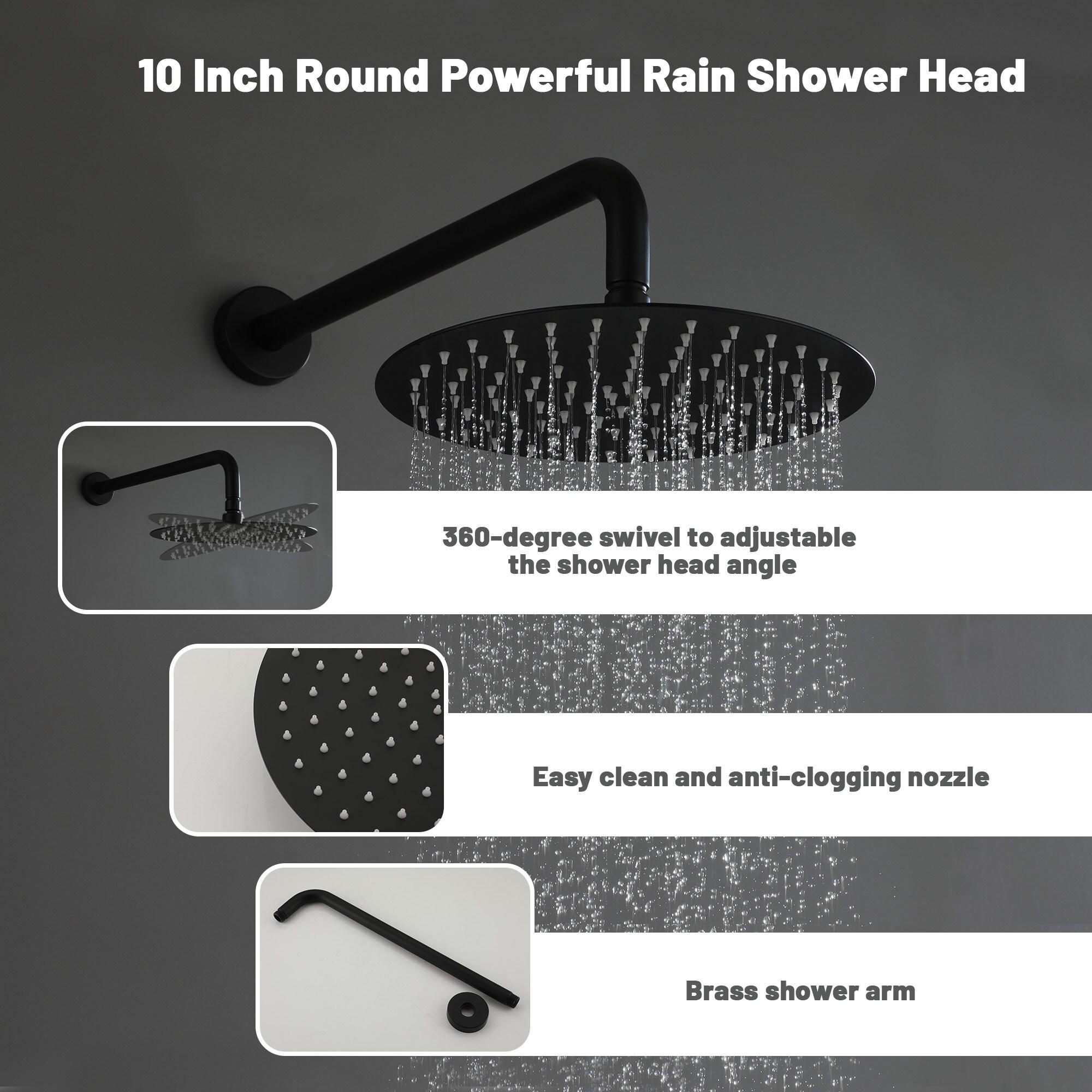 High-Pressure Shower System with 10 Inch Round Rain Shower Head and Handheld Wall Mounted, Shower Faucet Set Combo Set with 2 in 1 Handheld Showerhead for Bathroom, Matte Black