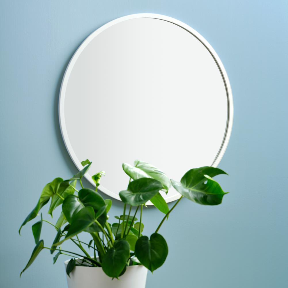 18'' White Round Rubber Framed Wall Mirror