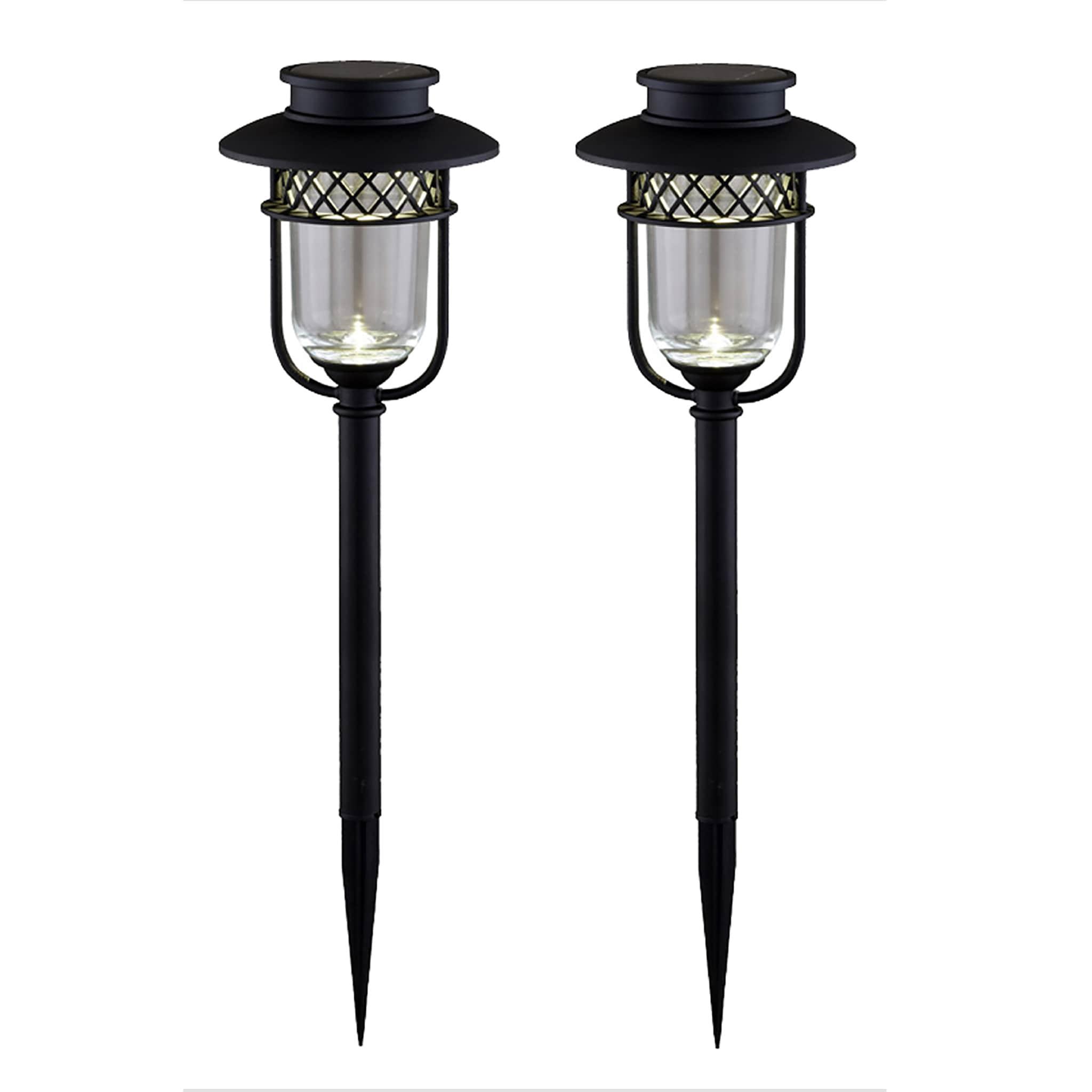 Black Low Voltage Solar Powered Integrated LED Pathway Light Pack (Set of 2)