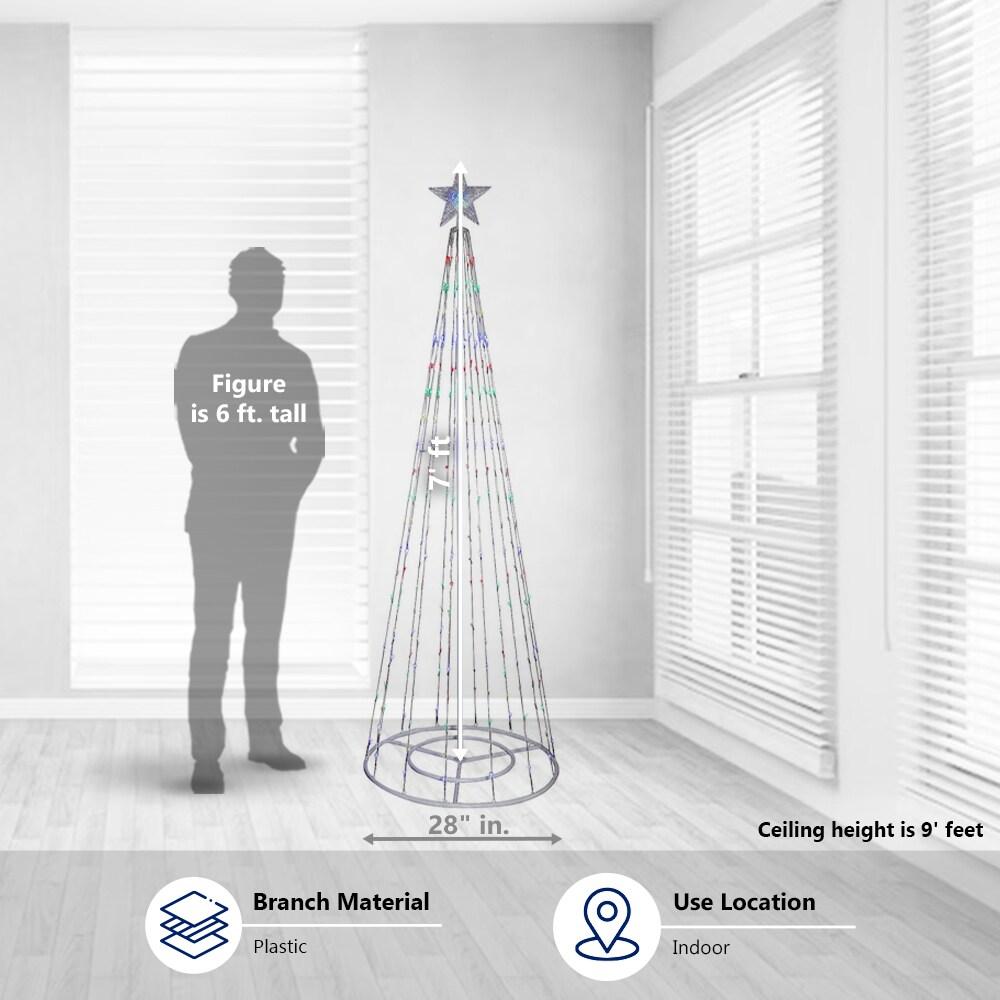 Alpine Corporation 86"H Indoor Artificial Christmas Tree with Multi-Colored Lights and Star Topper , Christmas Decoration