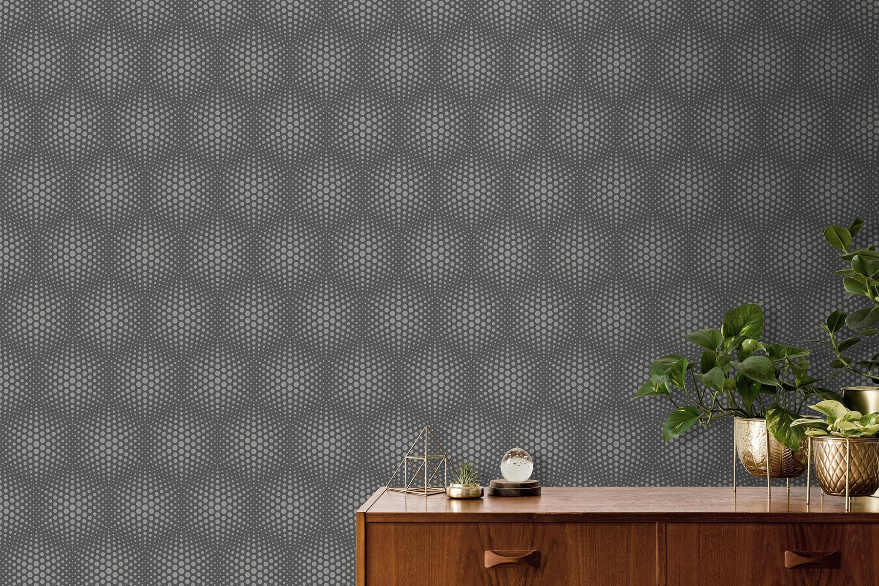 Advantage Milo Dark Grey Bubble Geometric Wallpaper