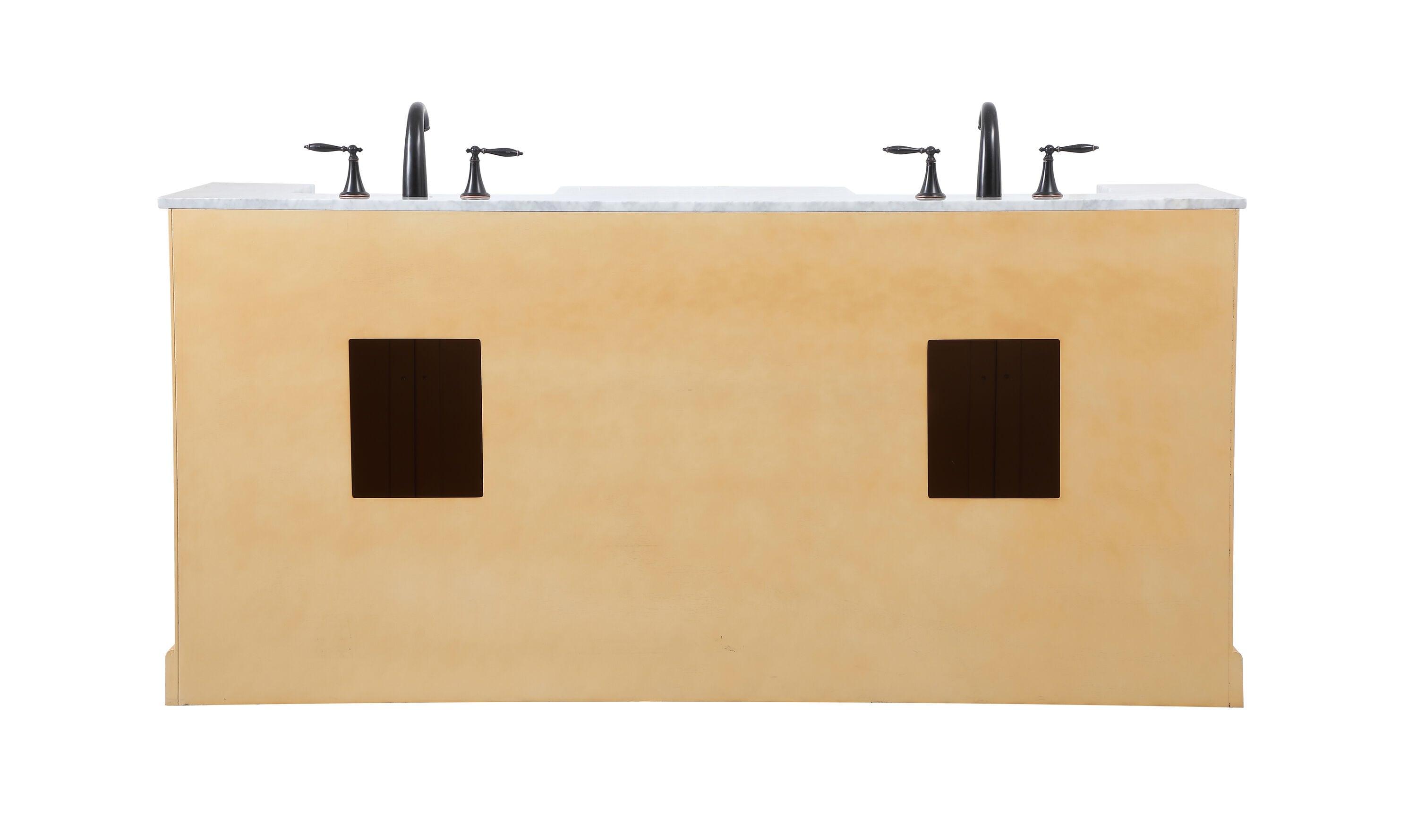 Pardue 72'' Double Bathroom Vanity with Marble Top