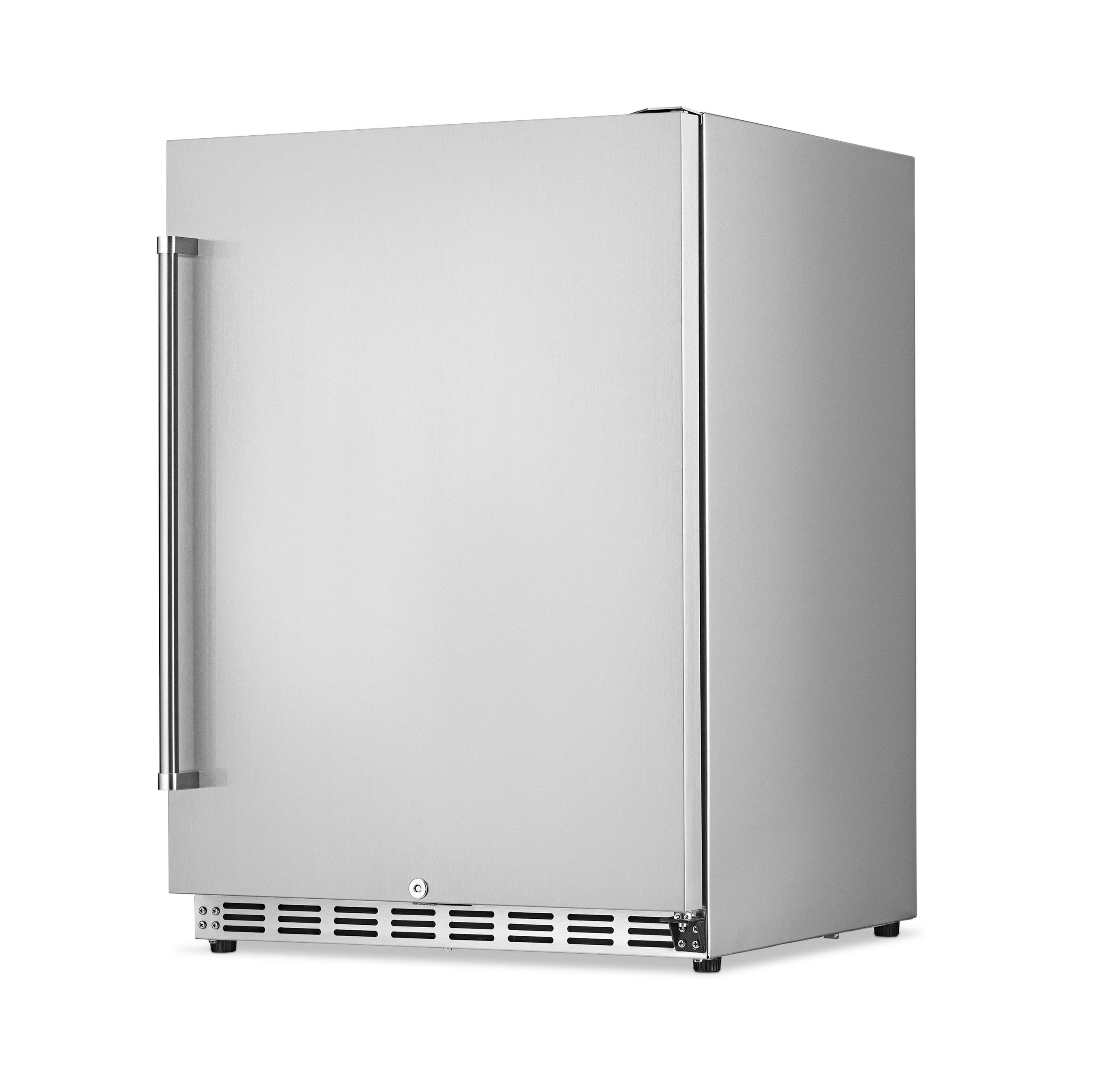 Newair 24" 5.3 Cu. Ft. Commercial Stainless Steel Built-in Beverage Refrigerator, Steel Interior, Weatherproof and Outdoor Rated, ENERGY STAR
