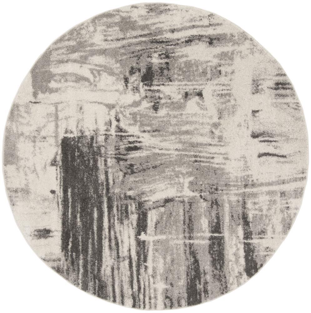 Adirondack ADR133 Machine Made Indoor Area Rug - Ivory/Grey - 7' Round - Safavieh