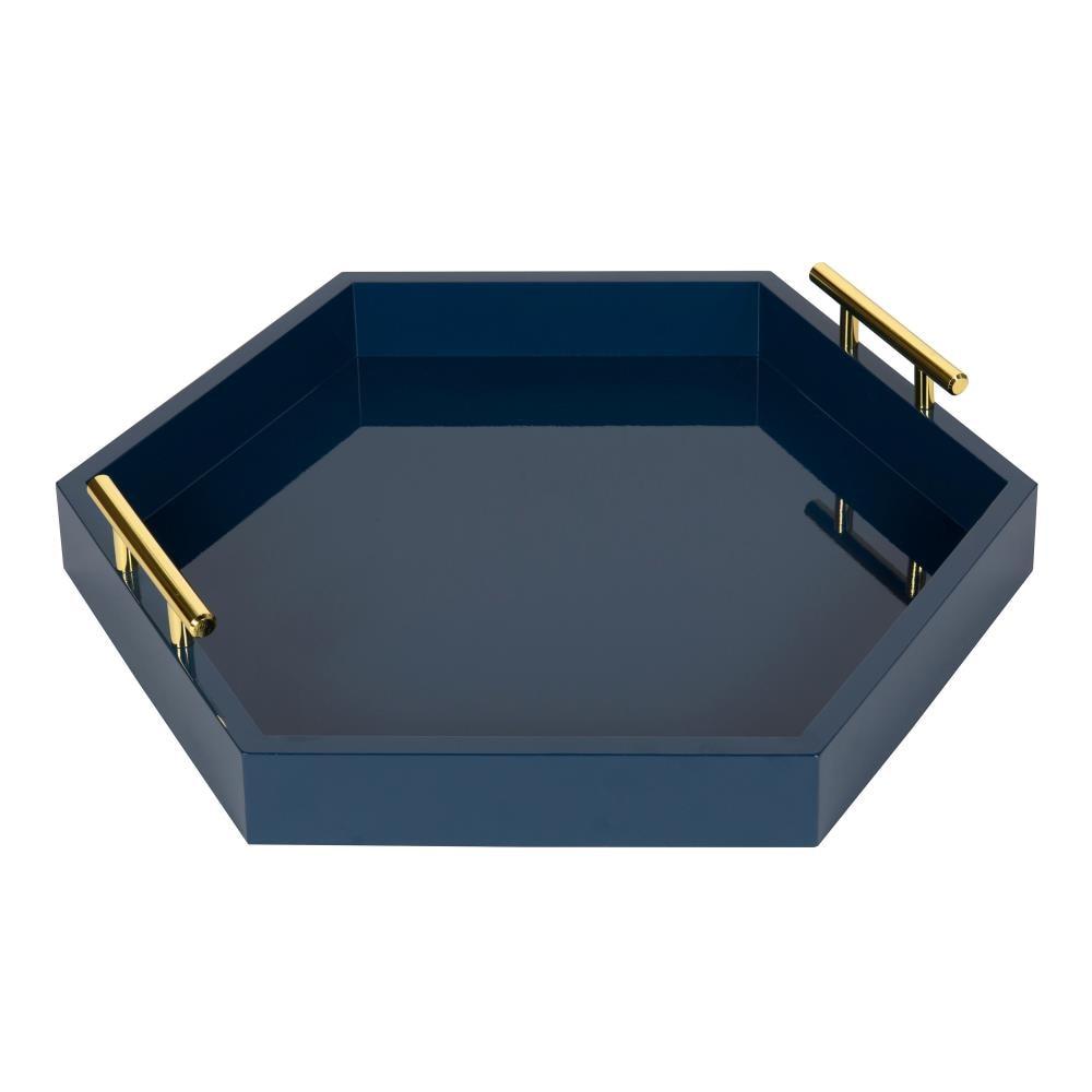 Kate and Laurel Lipton Tray, 18x18, Navy Blue and Gold