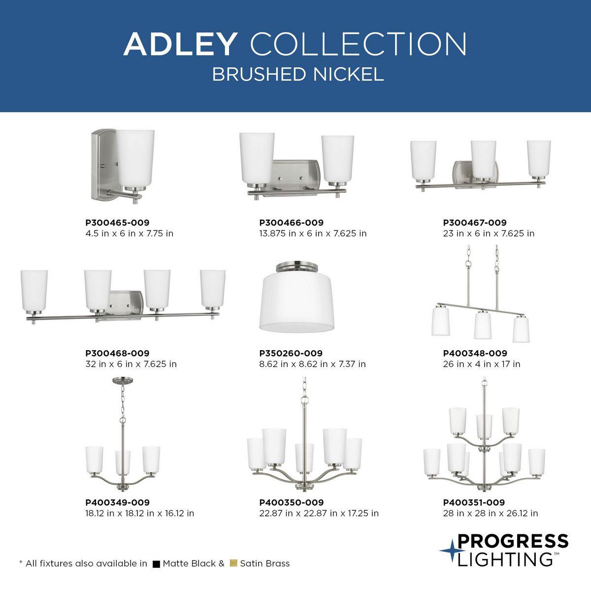 Progress Lighting, Adley Collection, 1-Light Flush Mount, Brushed Nickel, Clear Glass Shade