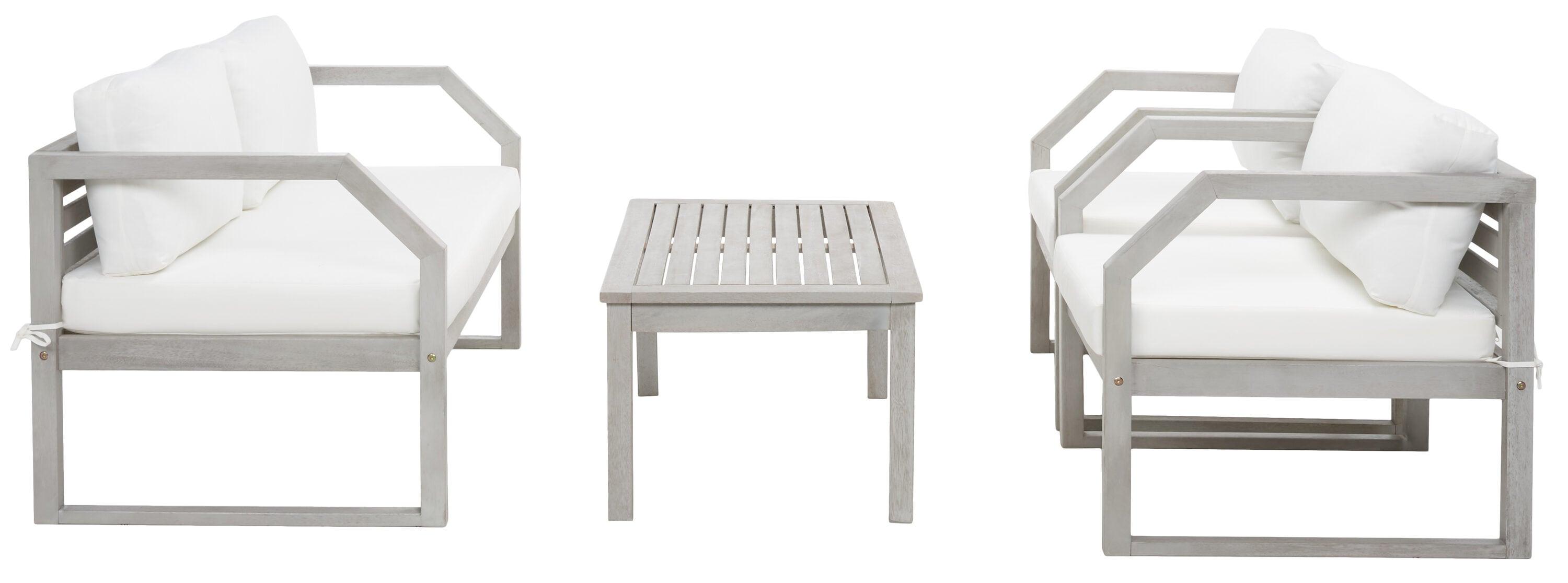 Dren 4 Piece Living Set - Indoor/Outdoor - PAT7067 - Grey/Beige - Safavieh