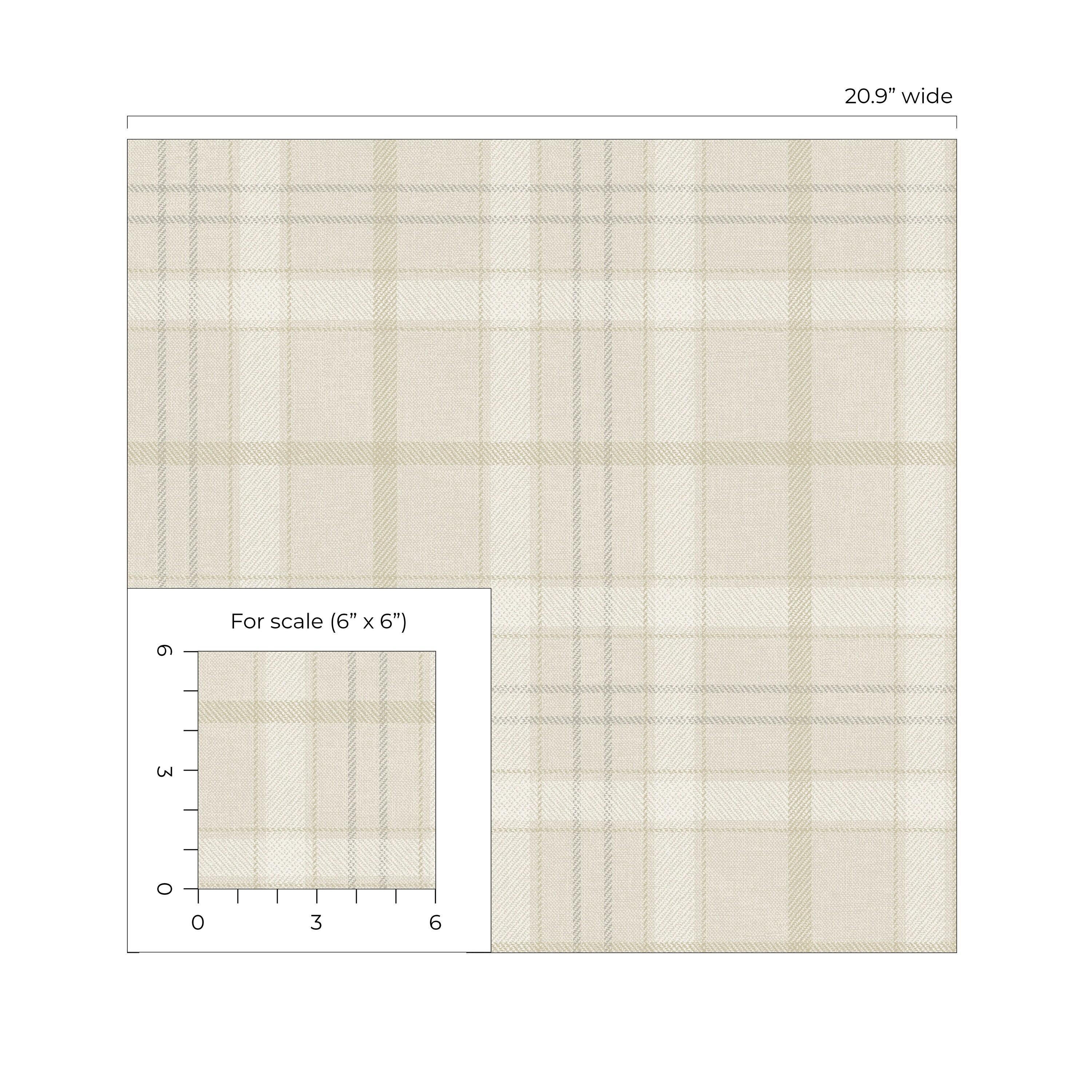 NextWall Neutral Tailor Plaid Peel and Stick Wallpaper - 20.9 in. W x 18 ft. L Roll