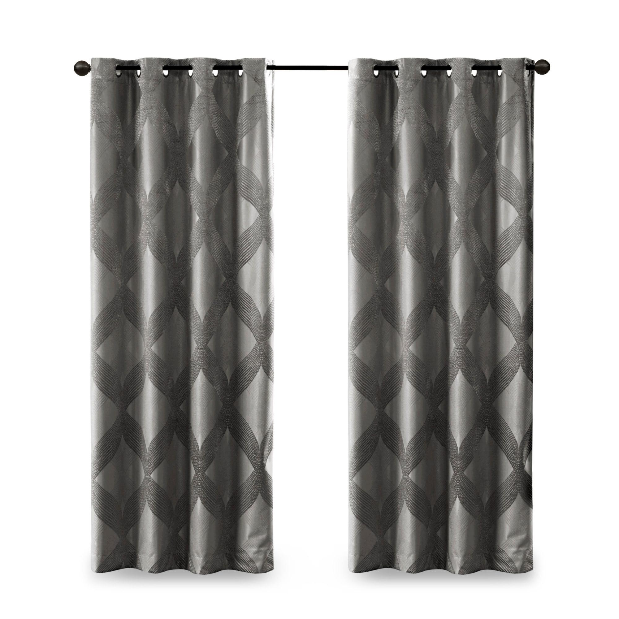 Madison Park Bentley Ogee Knitted Jacquard Geometric Total Blackout Single Curtain Panel