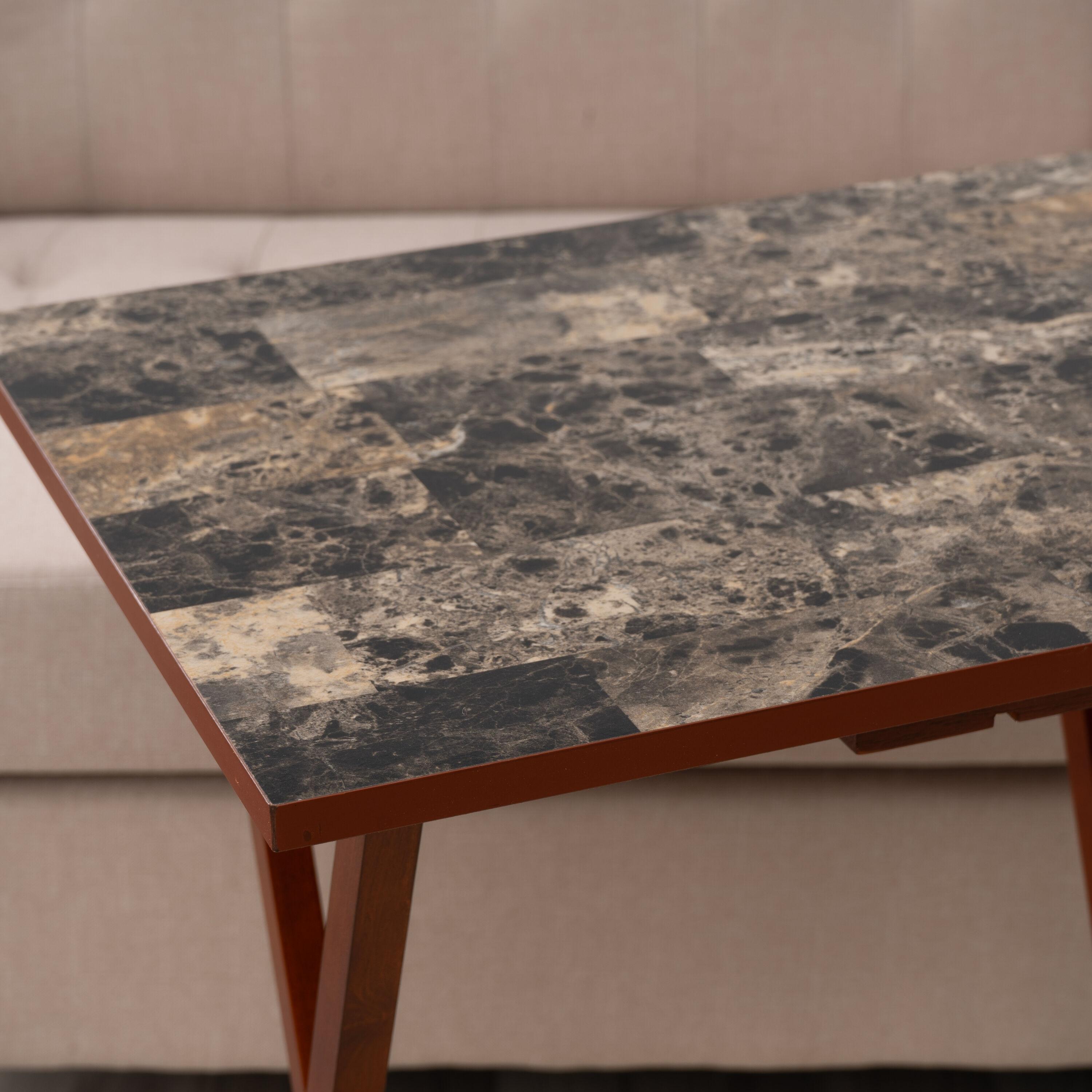 LeCeleBee Home Decor Tray Table Set, Faux Marble, Brown