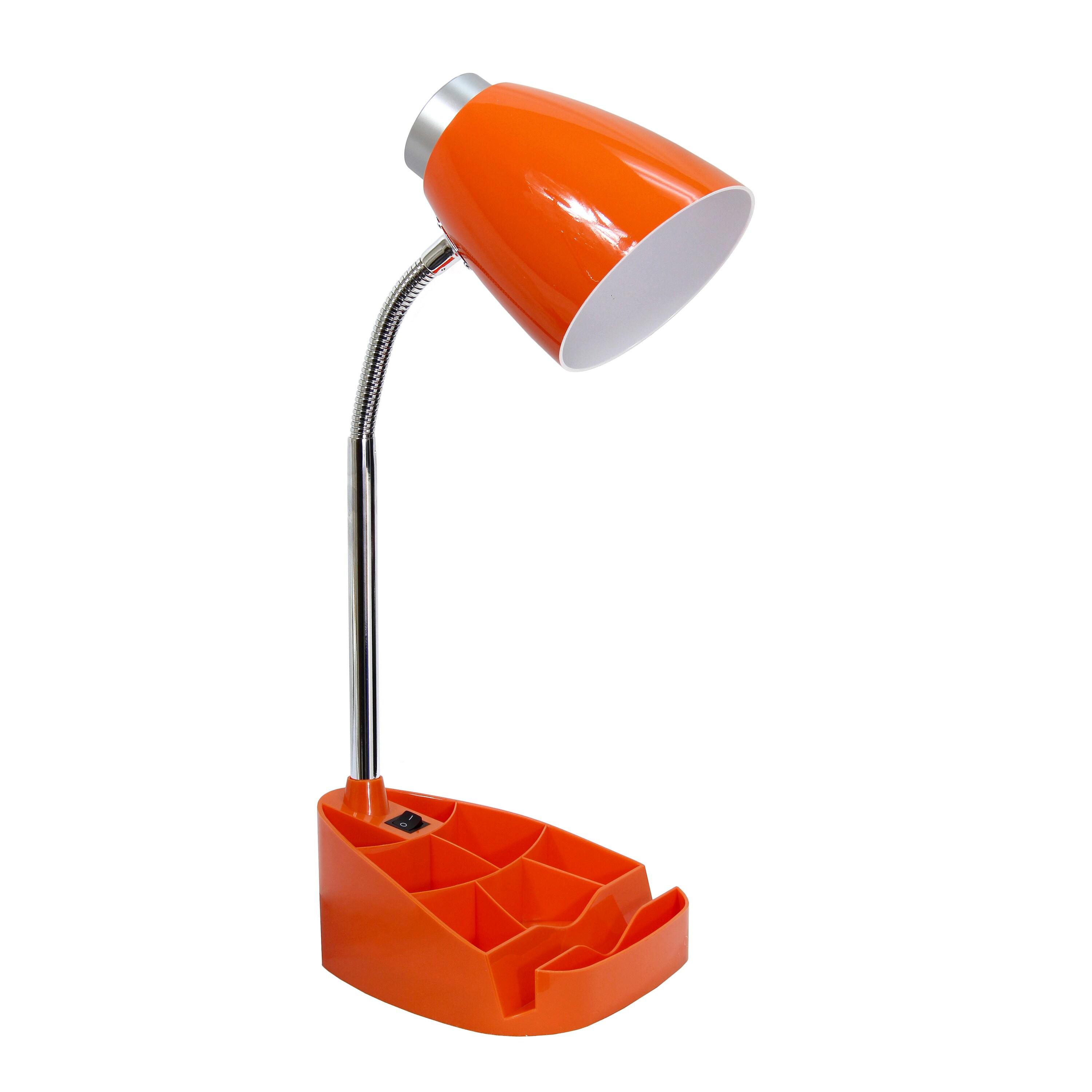 Creekwood Home 18.5" Flexible Gooseneck Organizer Desk Lamp with Phone/iPad/Tablet Stand Orange
