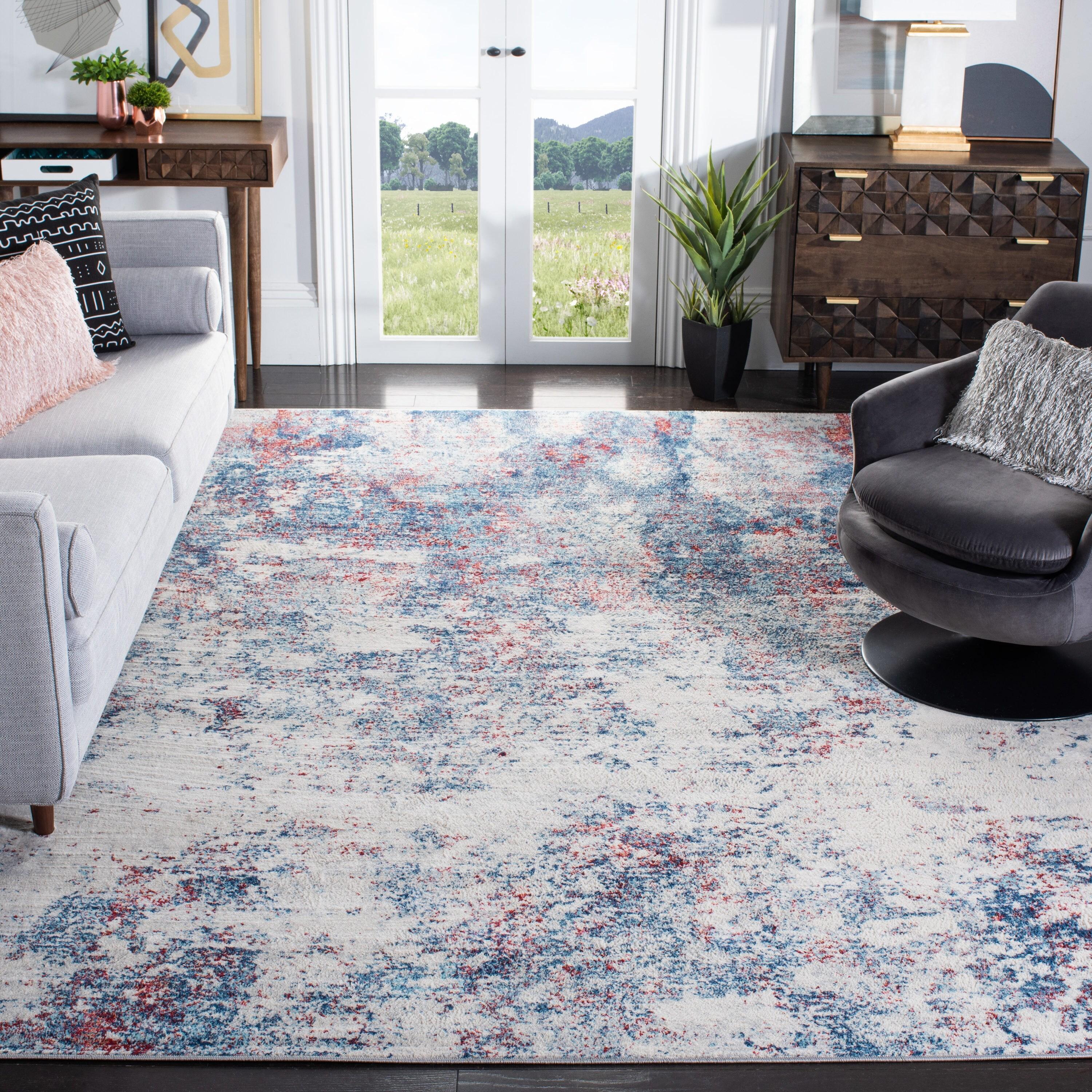 Brentwood BNT822 Power Loomed Area Rug - Navy/Red - 5'3"x7'6" - Safavieh.