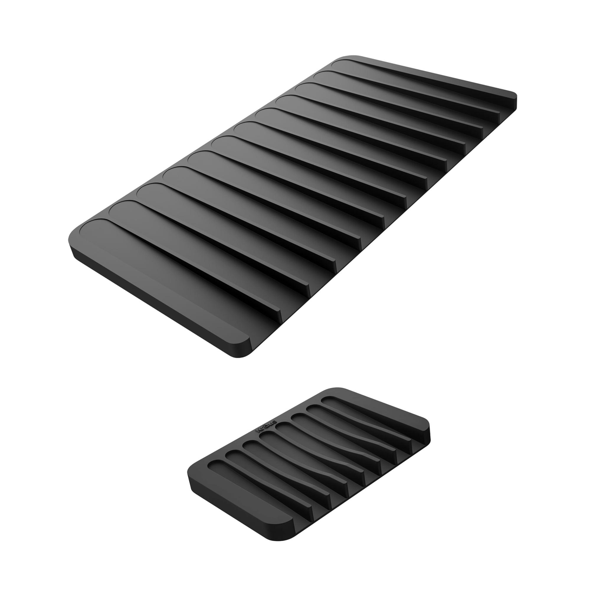 Kraus KRAUS Self-Draining Silicone Dish Drying Mat And Silicone Soap Dish Holder For Bathroom Or Kitchen Counter, KDM-10-05DG
