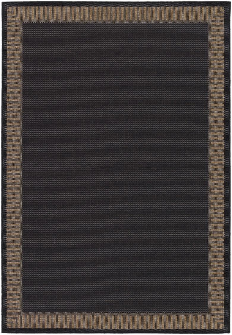 Black Synthetic Flat Woven Reversible Area Rug 70" x 110"
