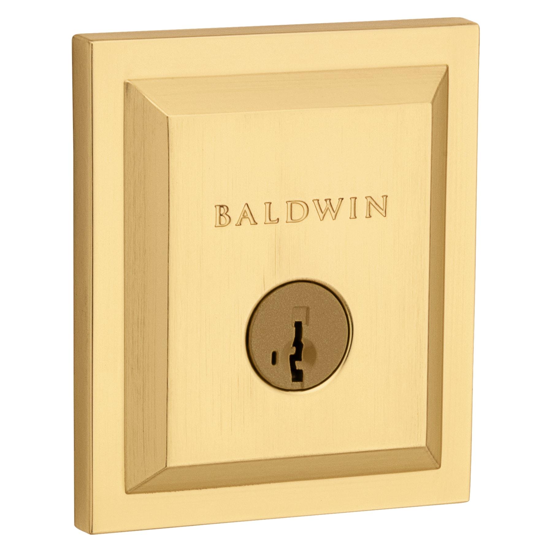 Baldwin Spyglass, Single Cylinder Front Door Deadbolt Featuring SmartKey Re-key Technology and Microban Protection, in Satin Brass