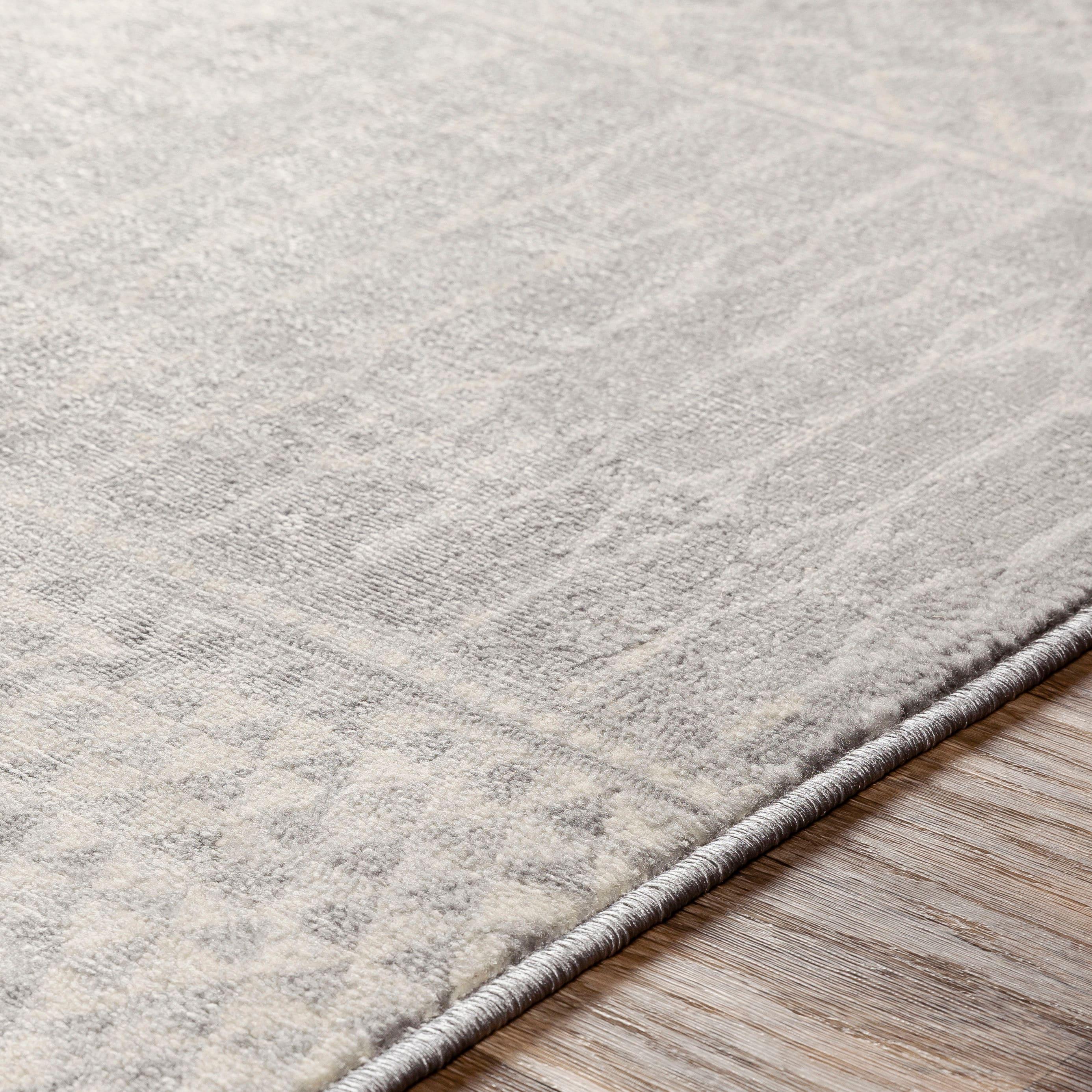 Gray and Cream Rectangular Reversible Stain-Resistant Area Rug