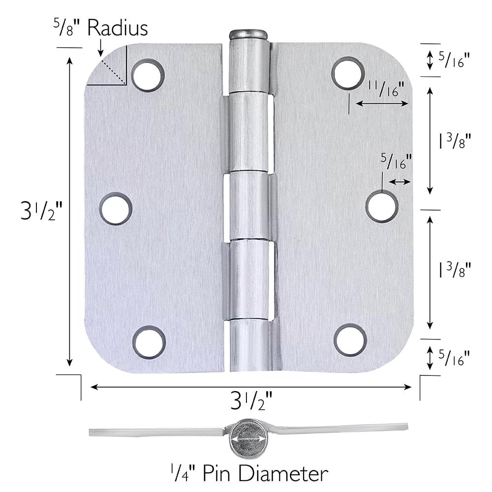 Design House 189548 Door Hinges For Interior Doors 6-pack 3.5-inch X 3.5-inch – Rounded 5/8-inch Radius Steel Door Hinge – Matte Black – Fits Standard Doors