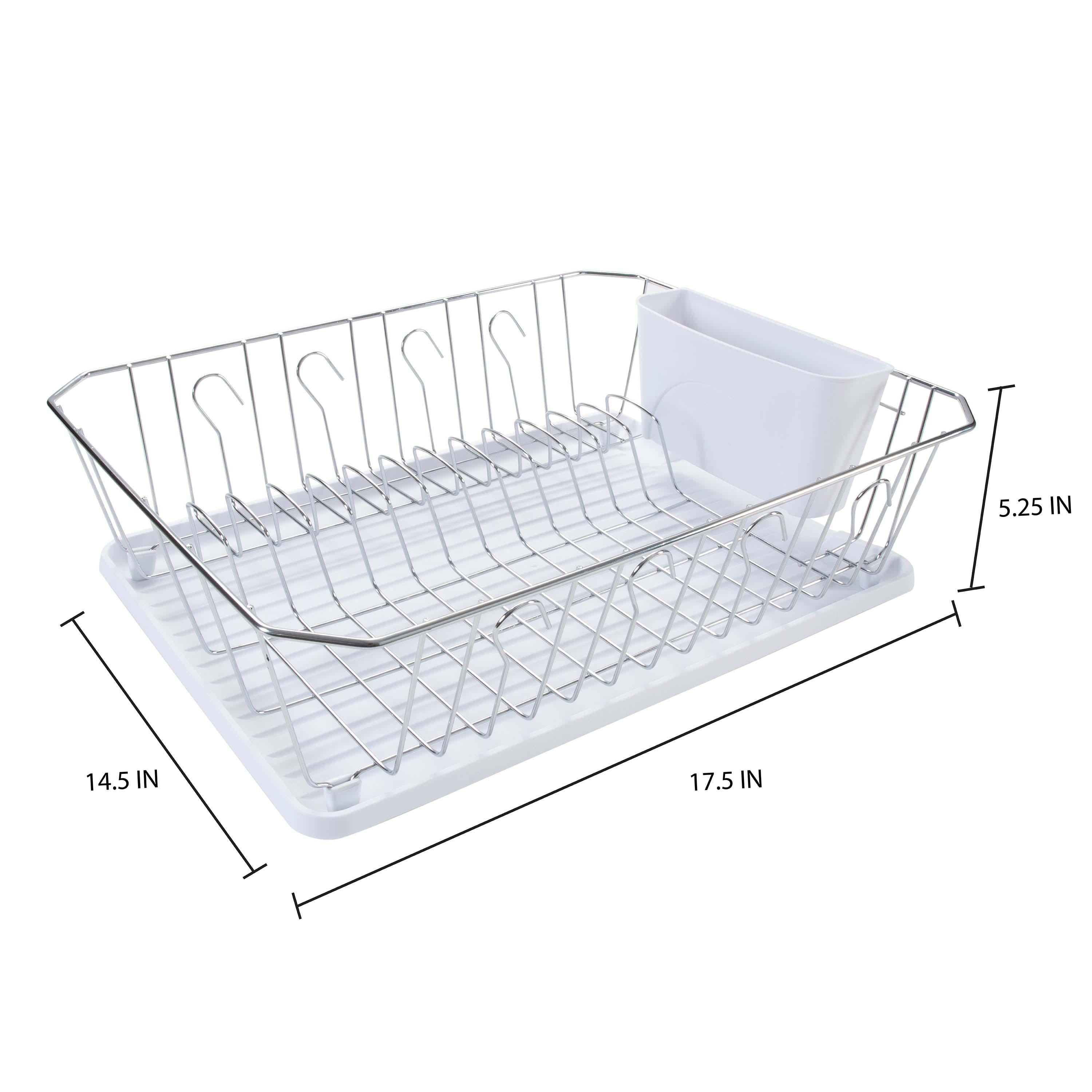 Kitchen Details Chrome 3 Piece Set Dish Rack in White