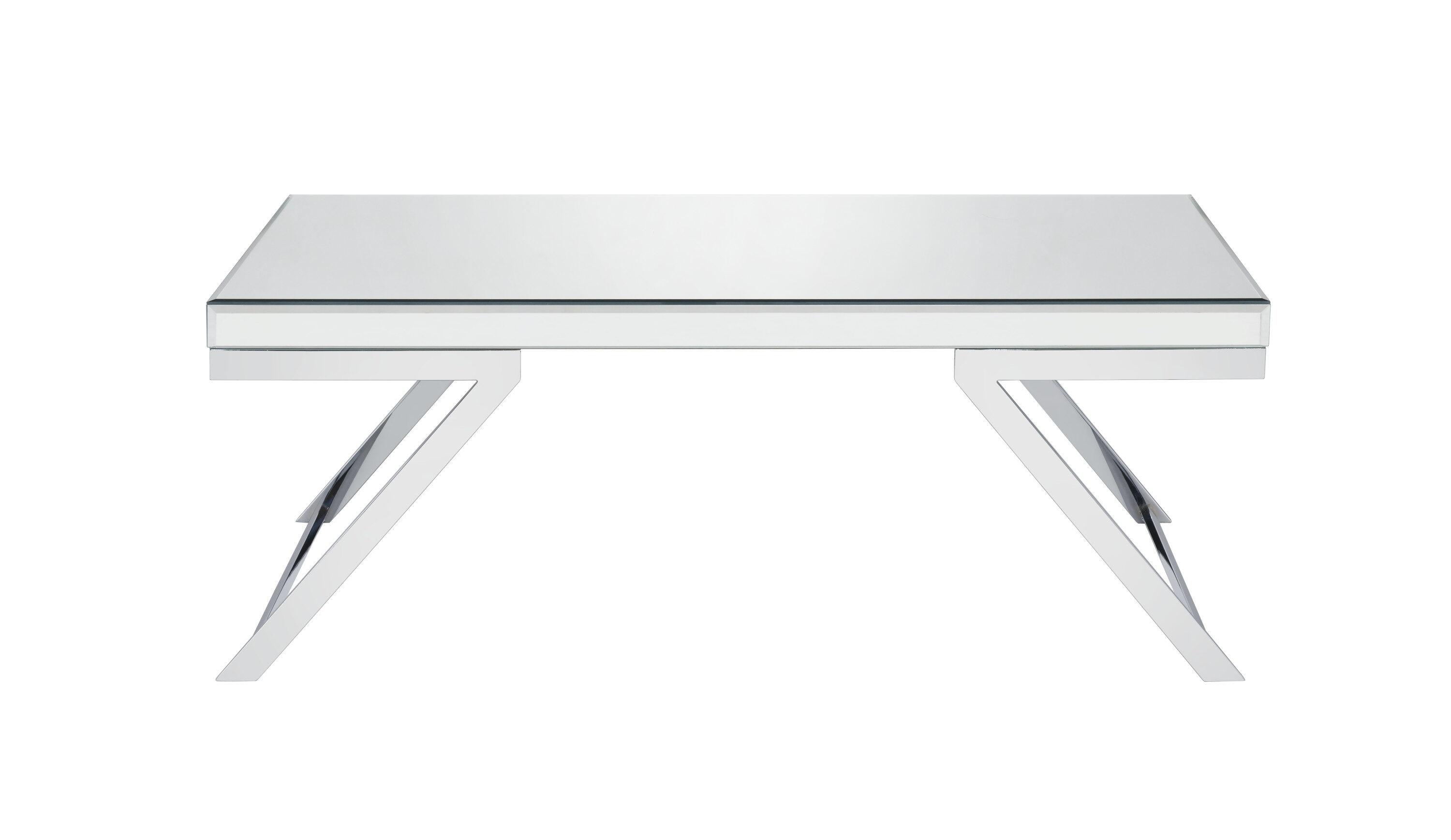 Alfresco Mirrored Glass and Chrome Metal Cocktail Table