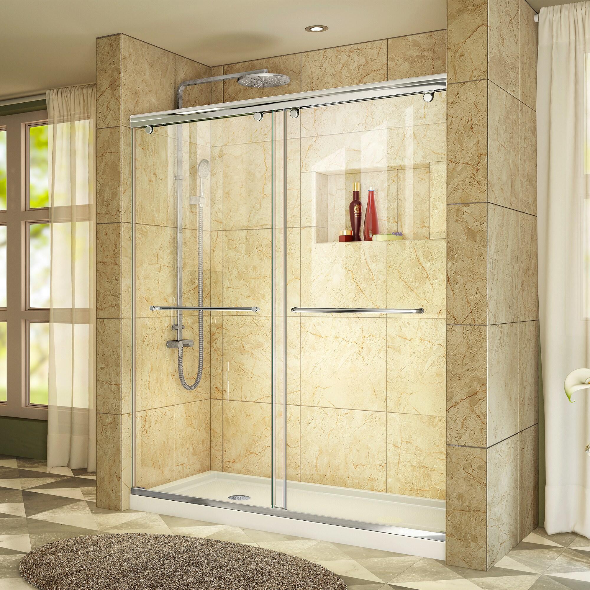 Charisma 60" x 78.75" Rectangle Bypass Sliding Shower Door with Base Included