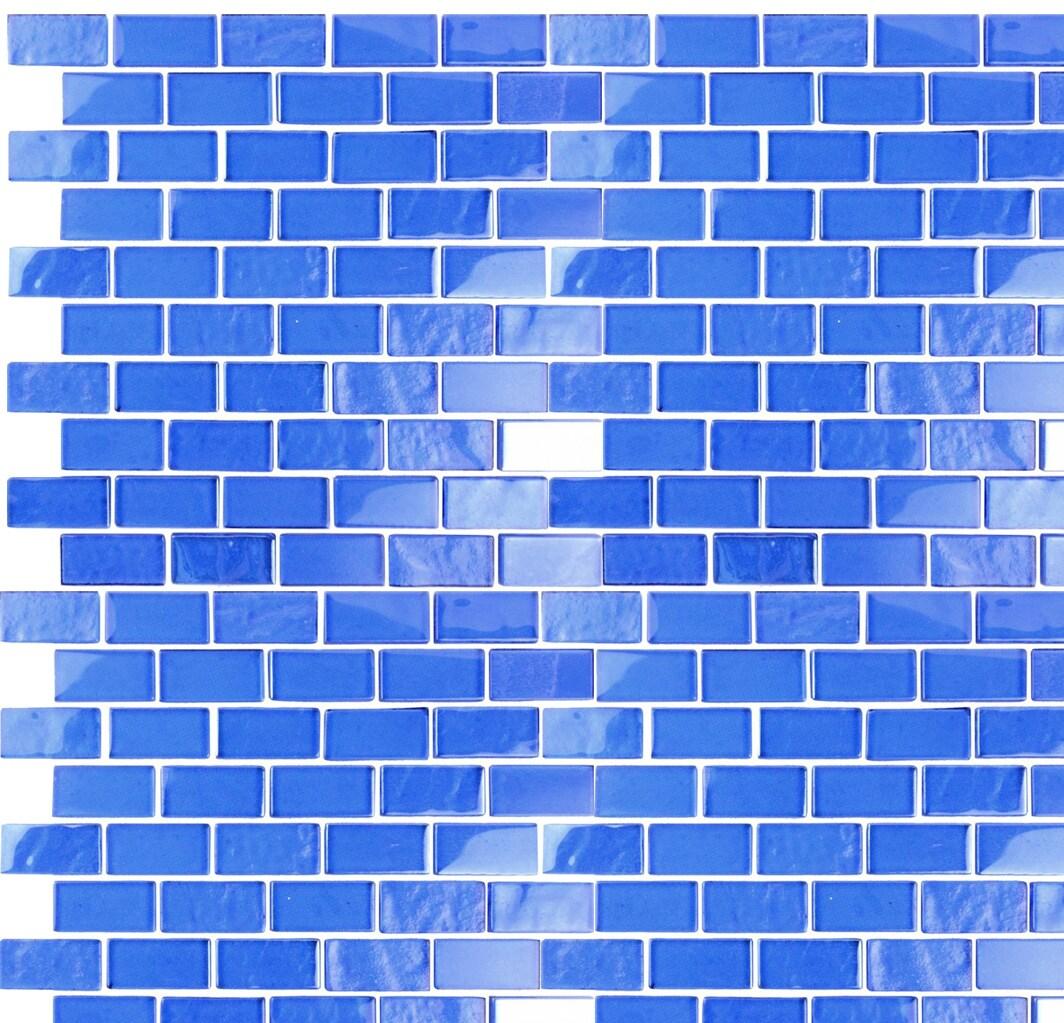 Abolos Landscape 1 in. x 2 in. Translucent Glass Plastic Face Mounted Brick Mosaic Designer Pool Tile