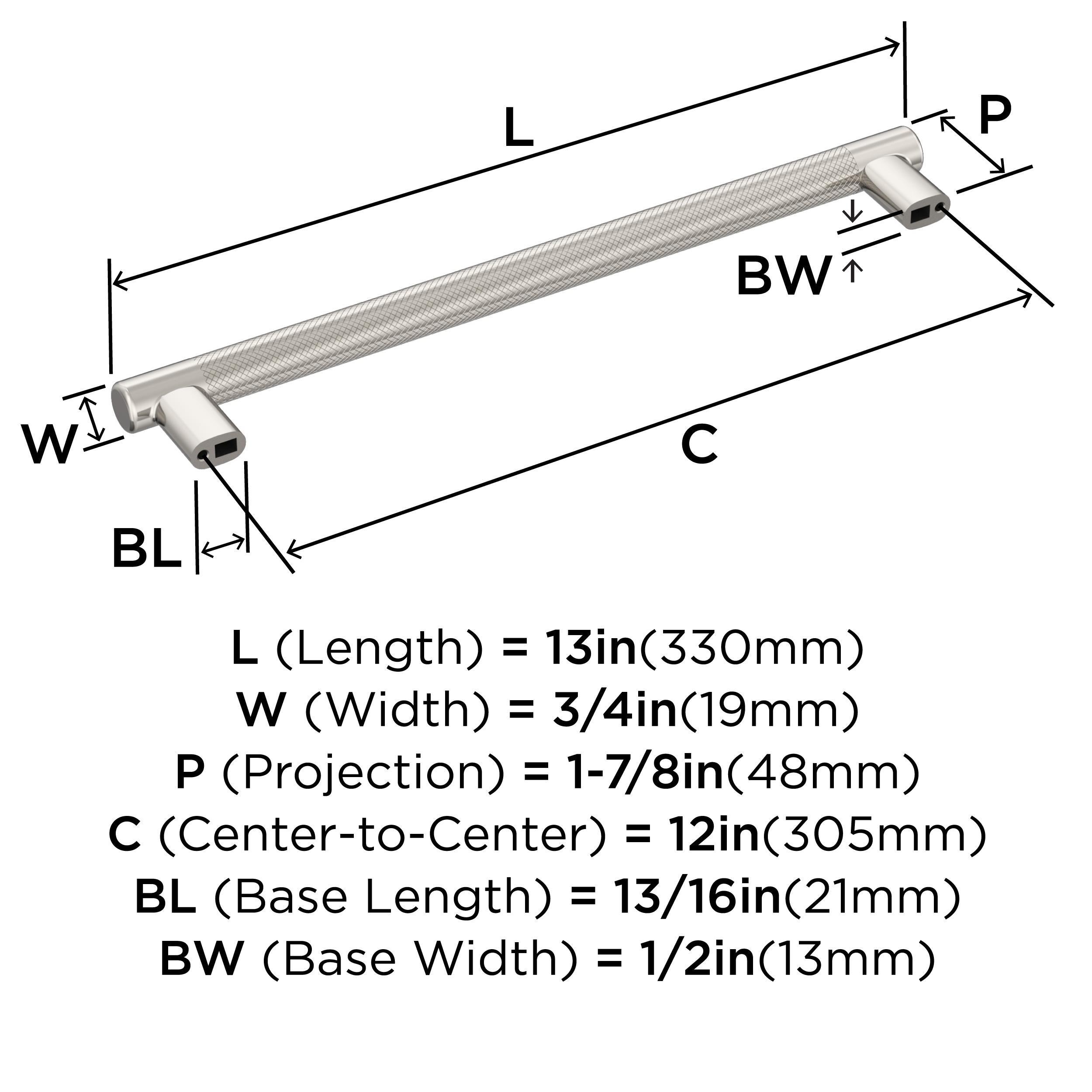 Amerock Bronx 12 inch (305mm) Center-to-Center Polished Nickel Appliance Pull