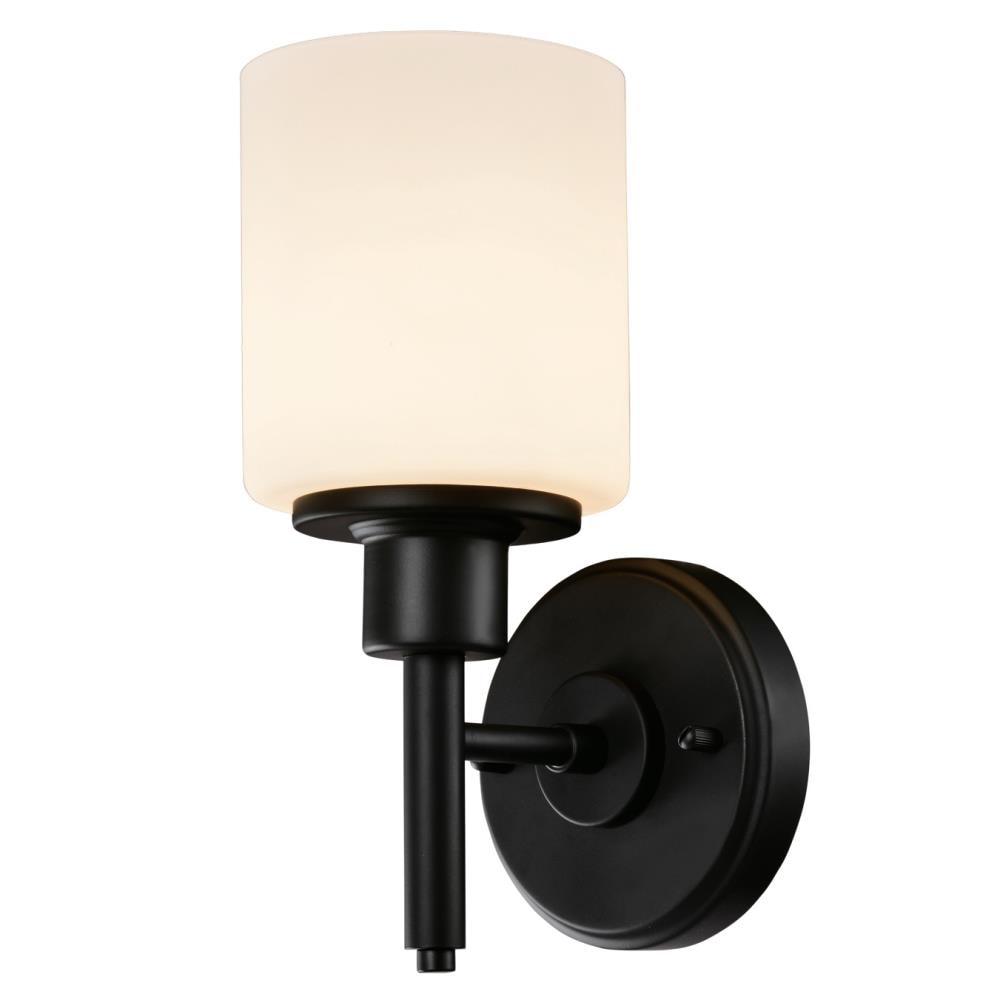 Design House 588210 Aubrey Transitional 1-Light Indoor Wall Light Dimmable Frosted Glass for Hallway Foyer Bathroom, Matte Black