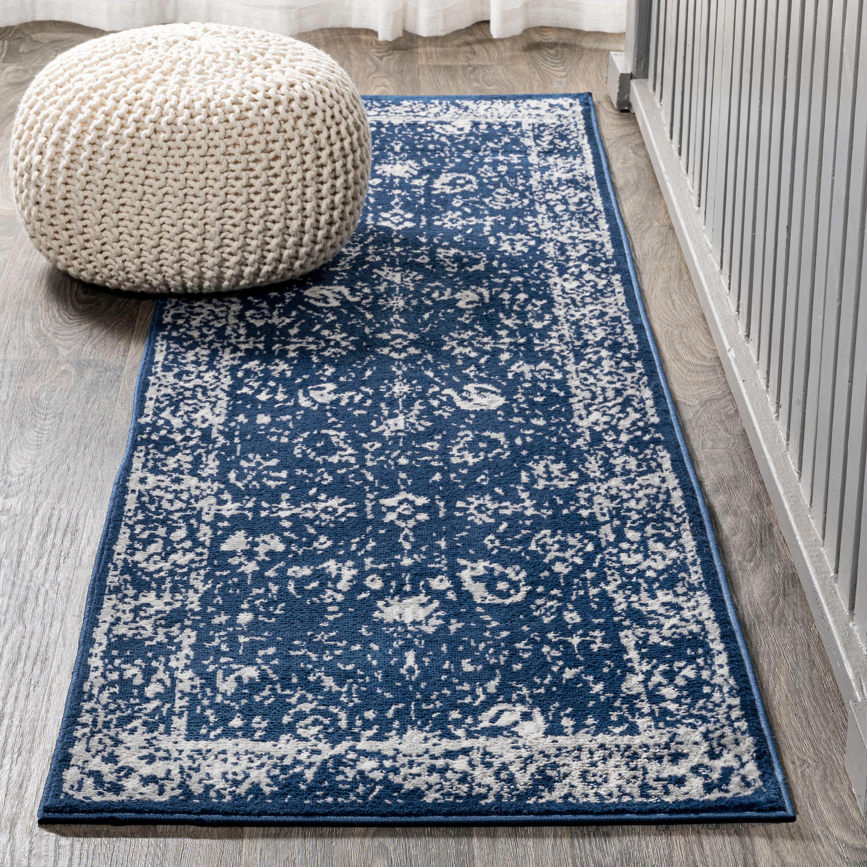 2'x8' Soleiman Modern Persian Runner Rug, Navy - JONATHAN Y