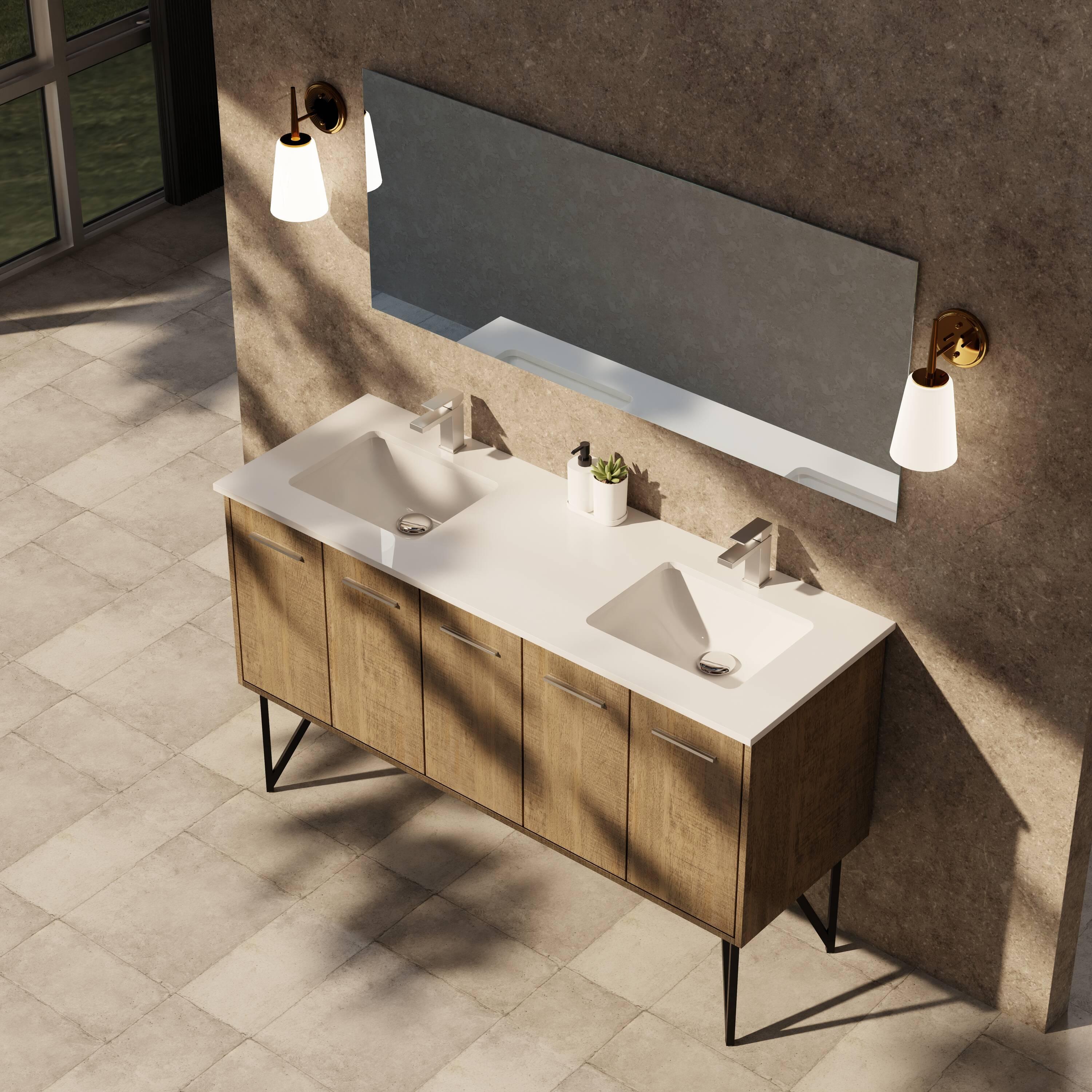 Lancy 60'' Double Bathroom Vanity with Cultured Marble Top