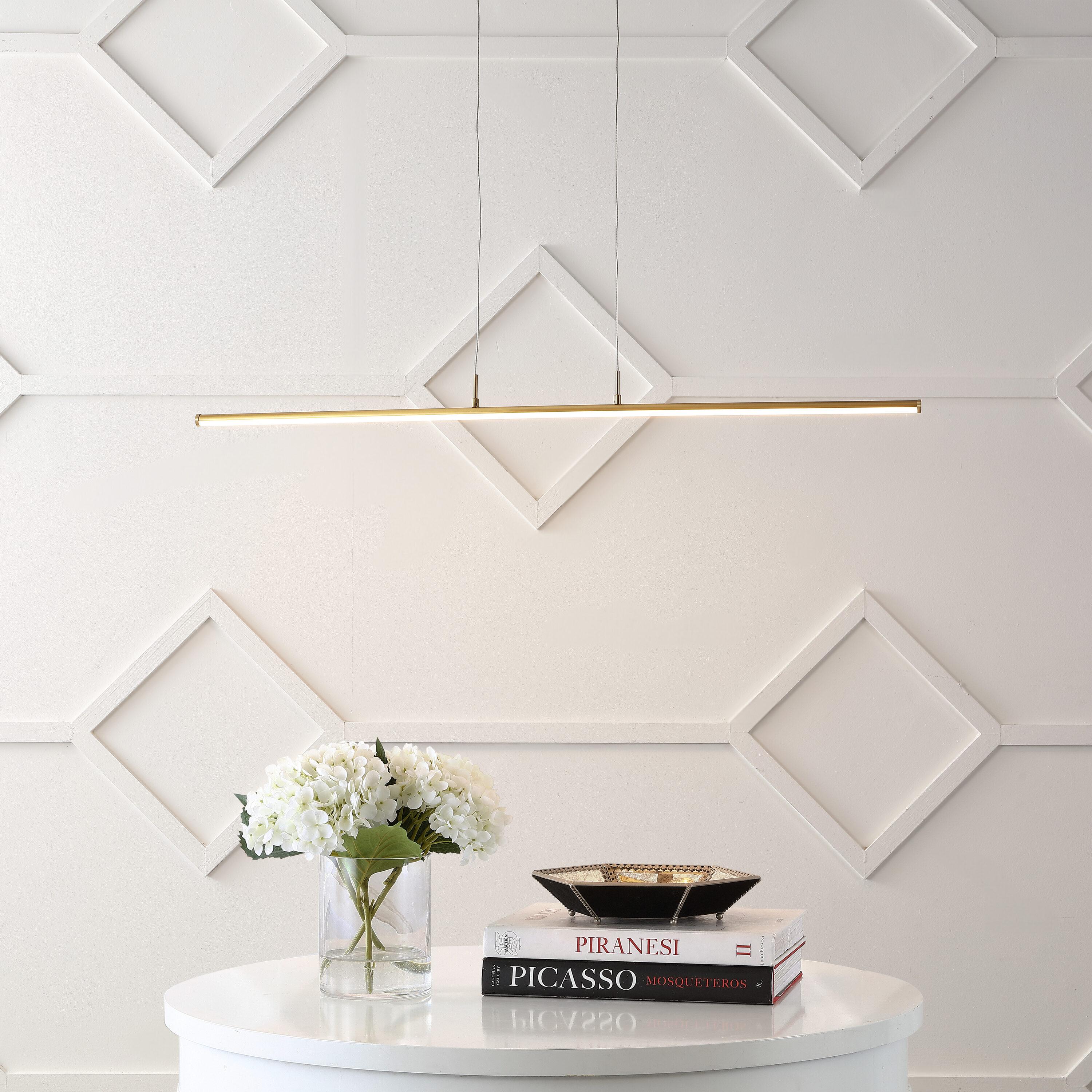 JONATHAN Y JYL7023C Conley 39.5" Adjustable Integrated LED Metal Linear Pendant, Brass Gold for Kitchen, Dining Room, Living Room