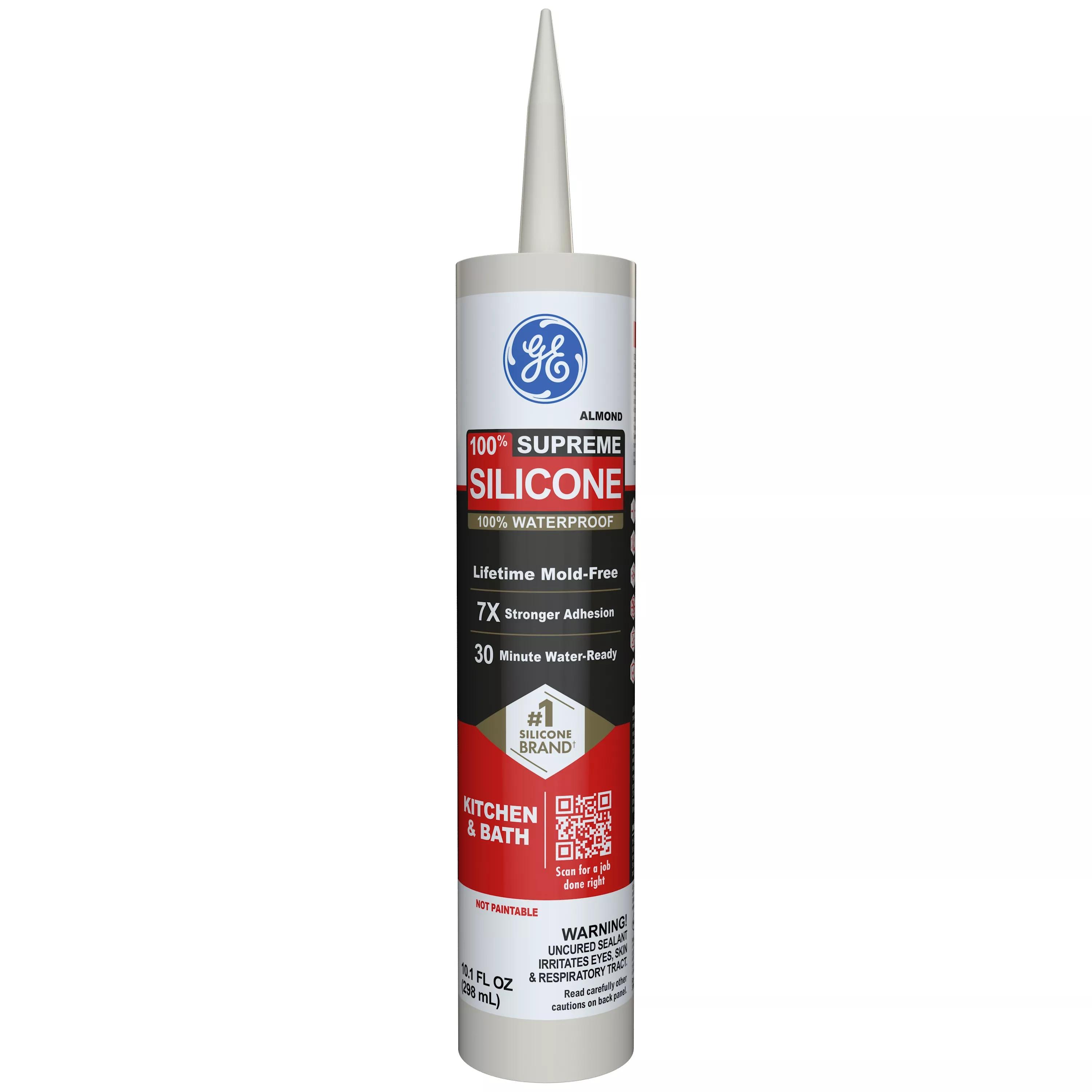 Kitchen, Bath & Plumbing Silicone Caulk, Almond, 10.1oz., Momentive, M90010