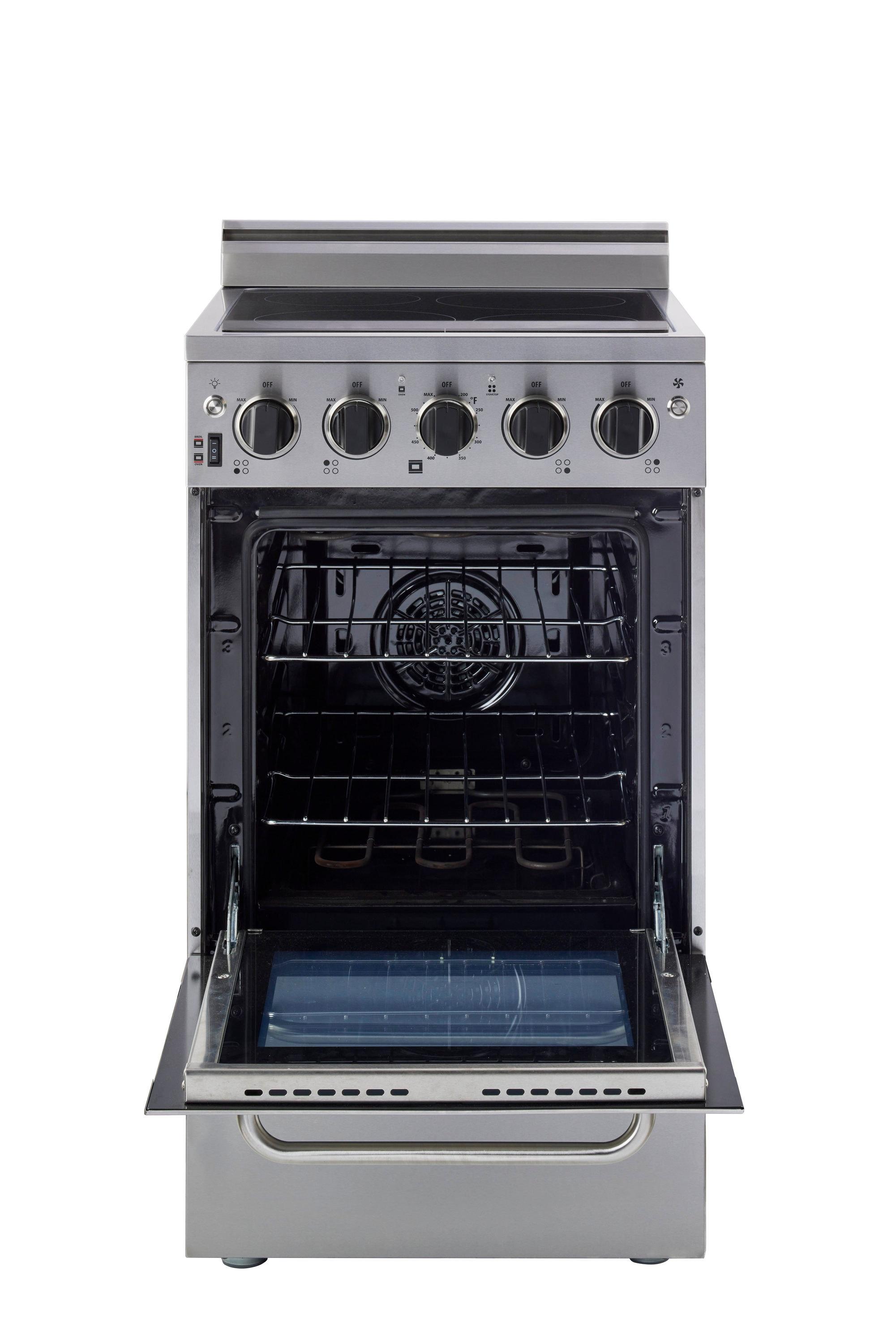 Prestige 19.5" 4 element 1.6 cu. ft. Freestanding Electric Glass Top Range with Convection Oven