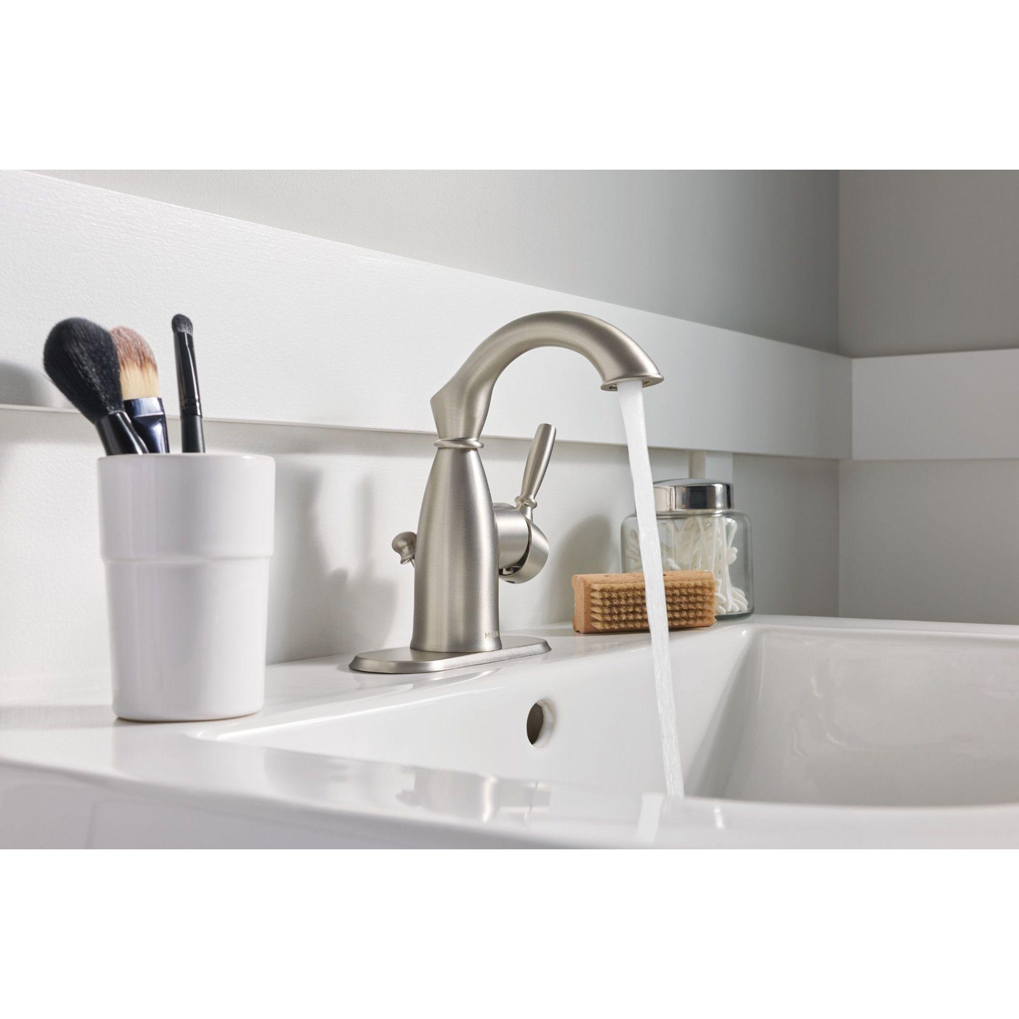Moen Sarona Single Hole Bathroom Faucet with Drain Assembly and Optional Deckplate