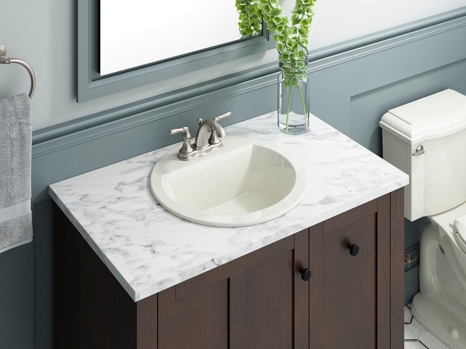 Bryant Round Drop-In Bathroom Sink with 4" Centerset Faucet Holes