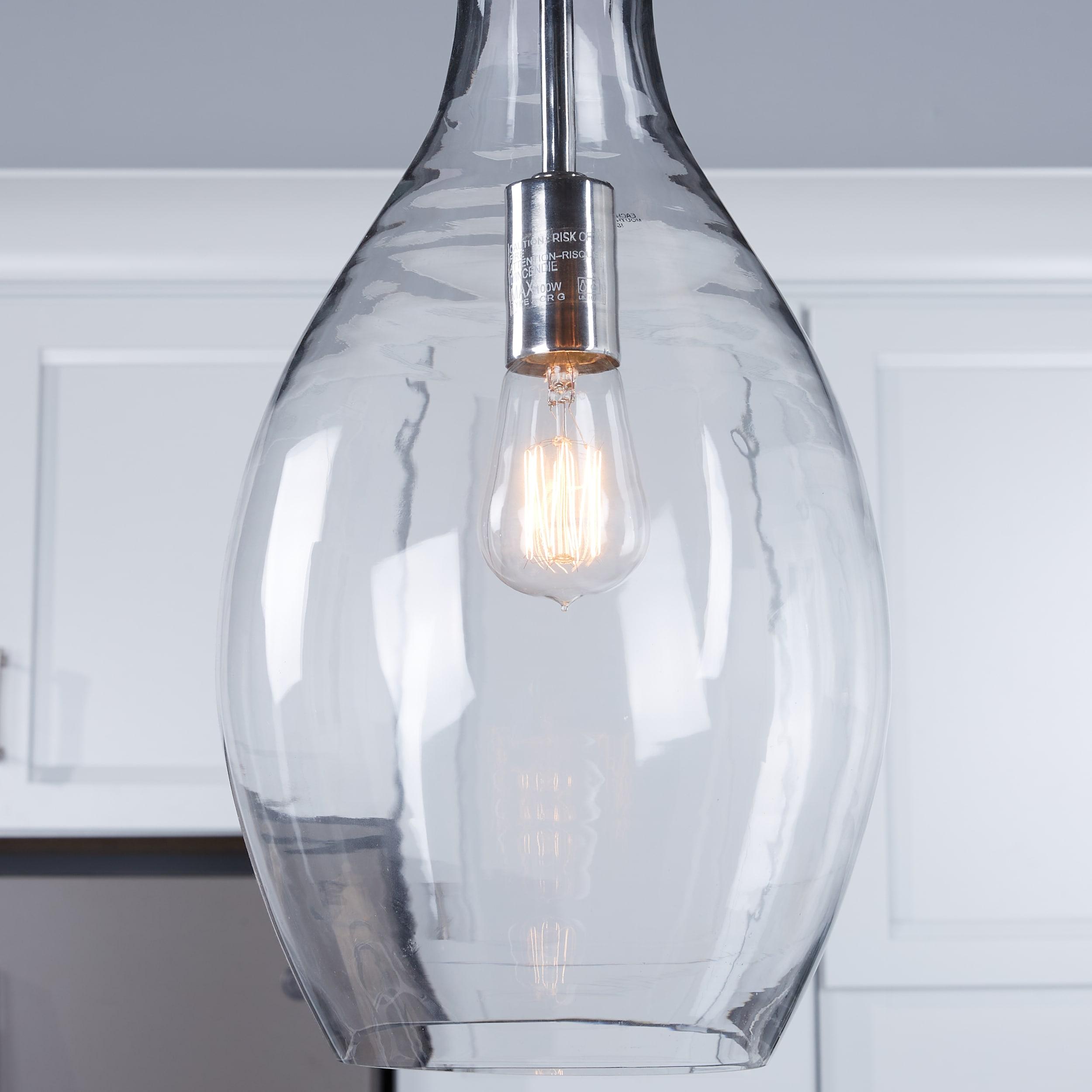 Clear Glass Teardrop Pendant Light with Chrome Finish