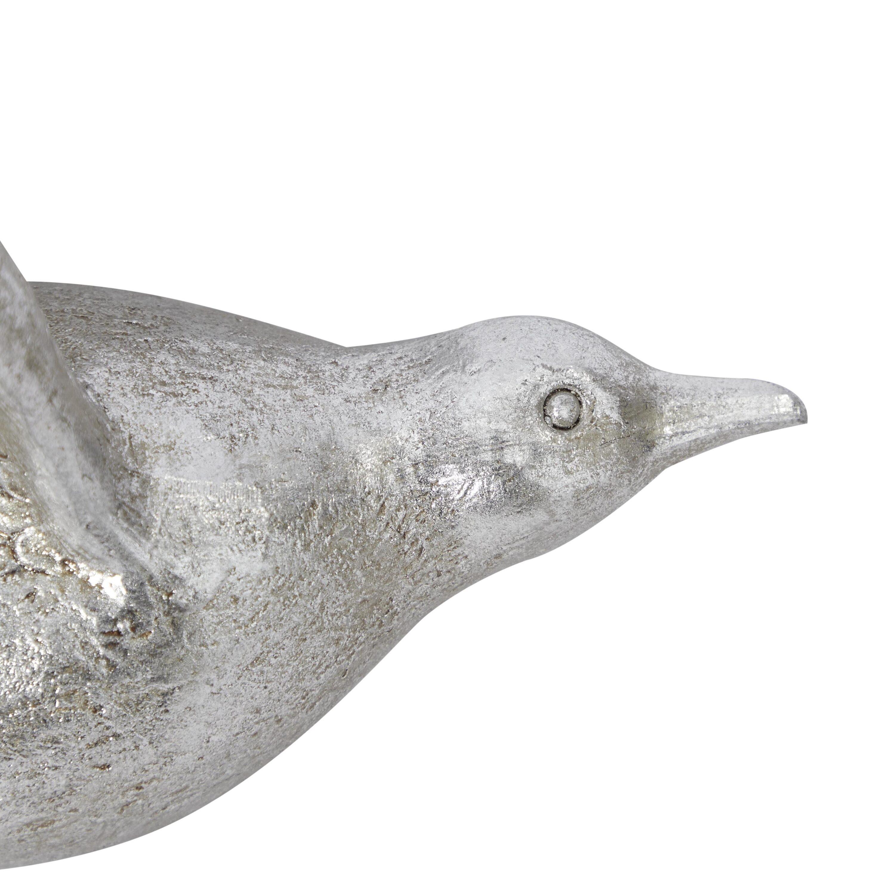 DecMode Silver Polystone Metallic 3D Sculpted Bird Wall Decor (3 Count)