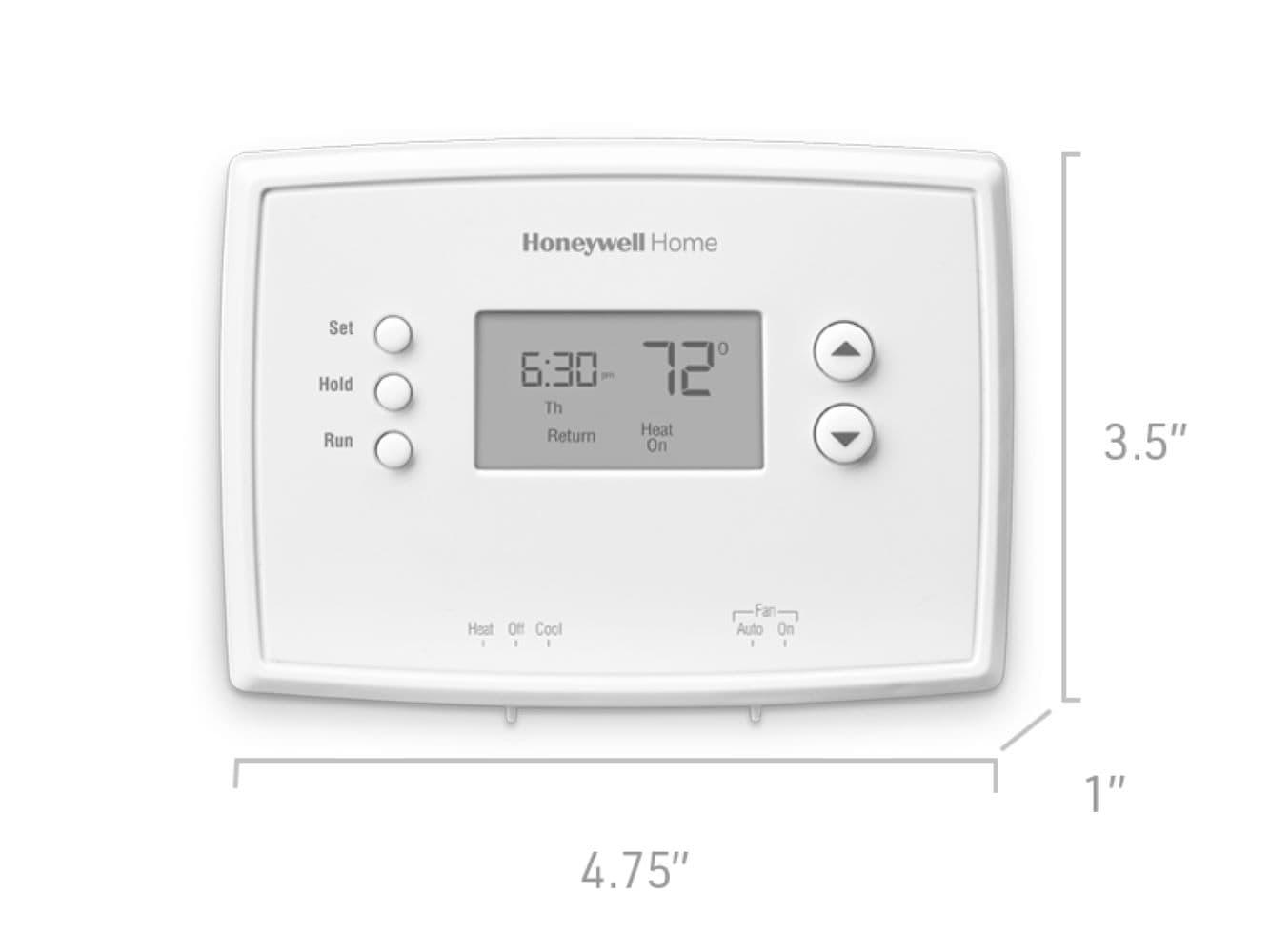 Honeywell Home 1-Week Programmable Thermostat: Digital, Audible Alert, White, Battery Operated