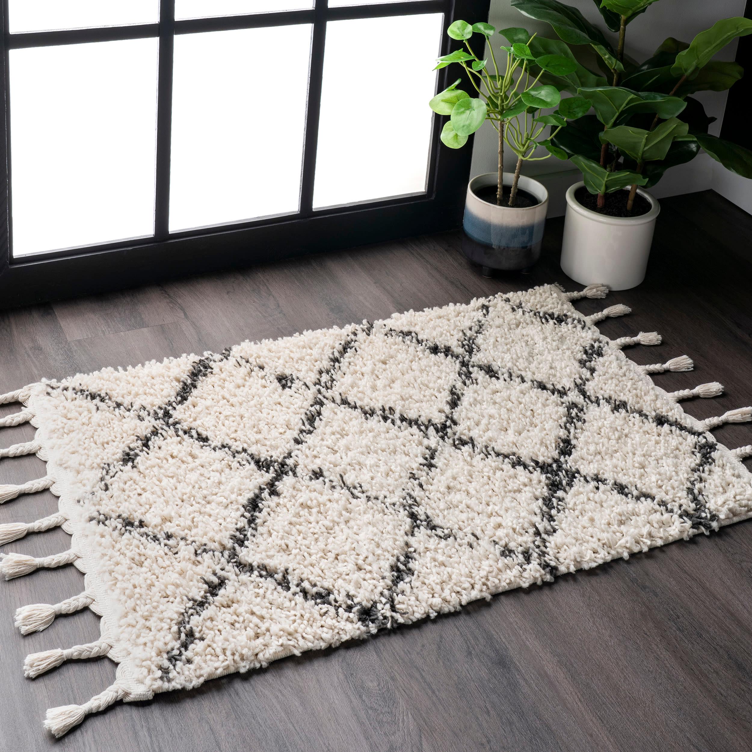 Nuloom Jessie Trellis 10x14 Indoor Area Rug for Living Room Bedroom Dining Room, Off White/Charcoal