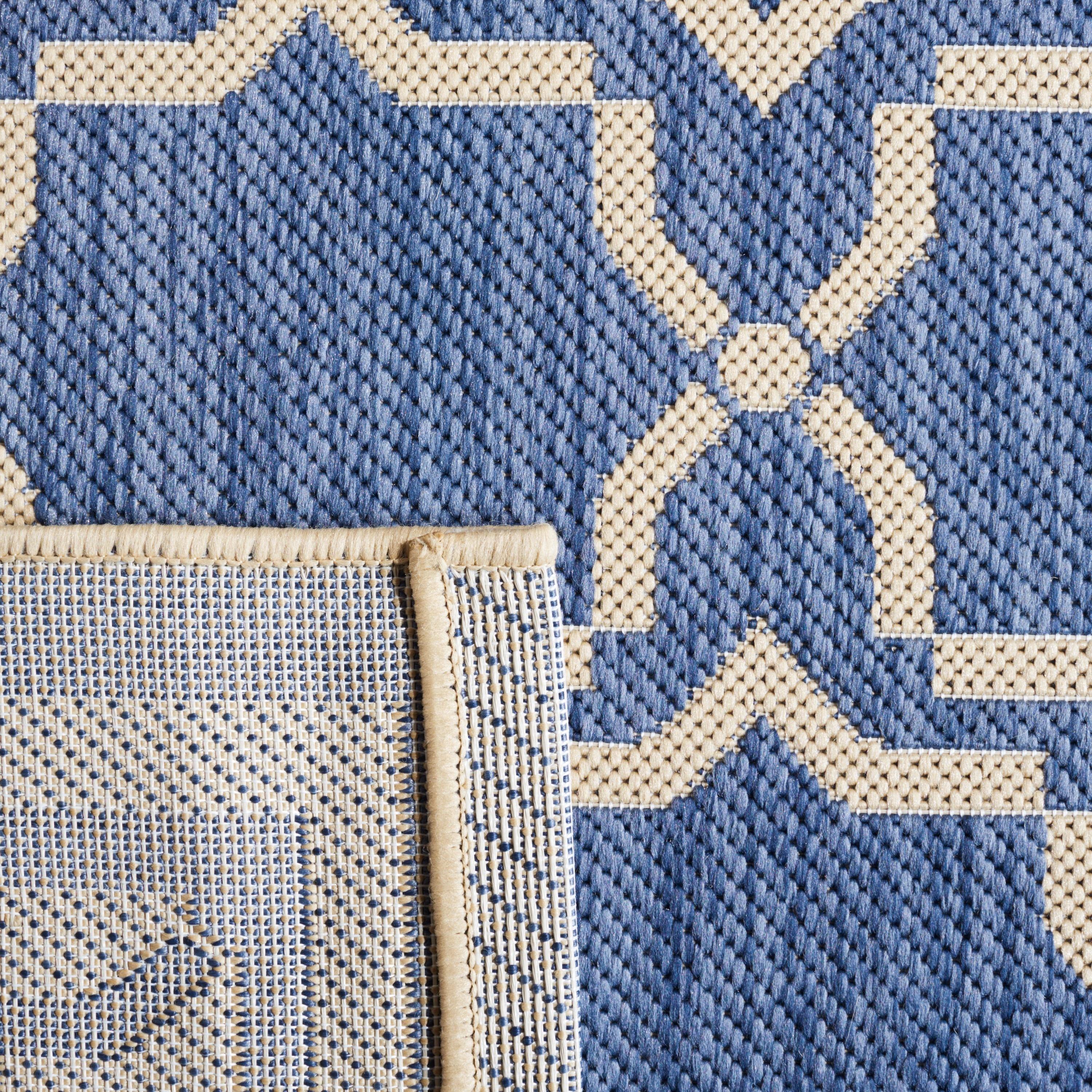 SAFAVIEH Courtyard Allison Oriental Indoor/Outdoor Runner Rug, Blue/Beige, 2'3" x 14'